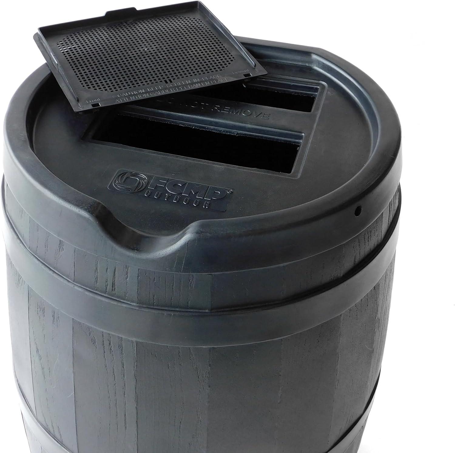 FCMP Outdoor FCMP Outdoor 45 Gallon Outdoor Rain Water Catcher Barrel Container, Black