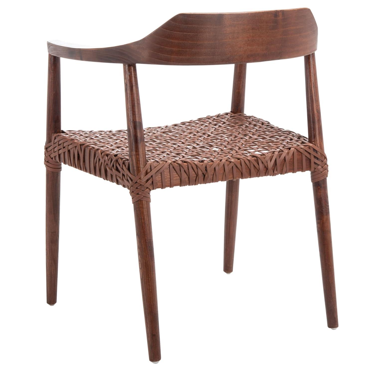 Munro Leather Woven Accent Chair - ACH1005 - Walnut/Cognac - Safavieh