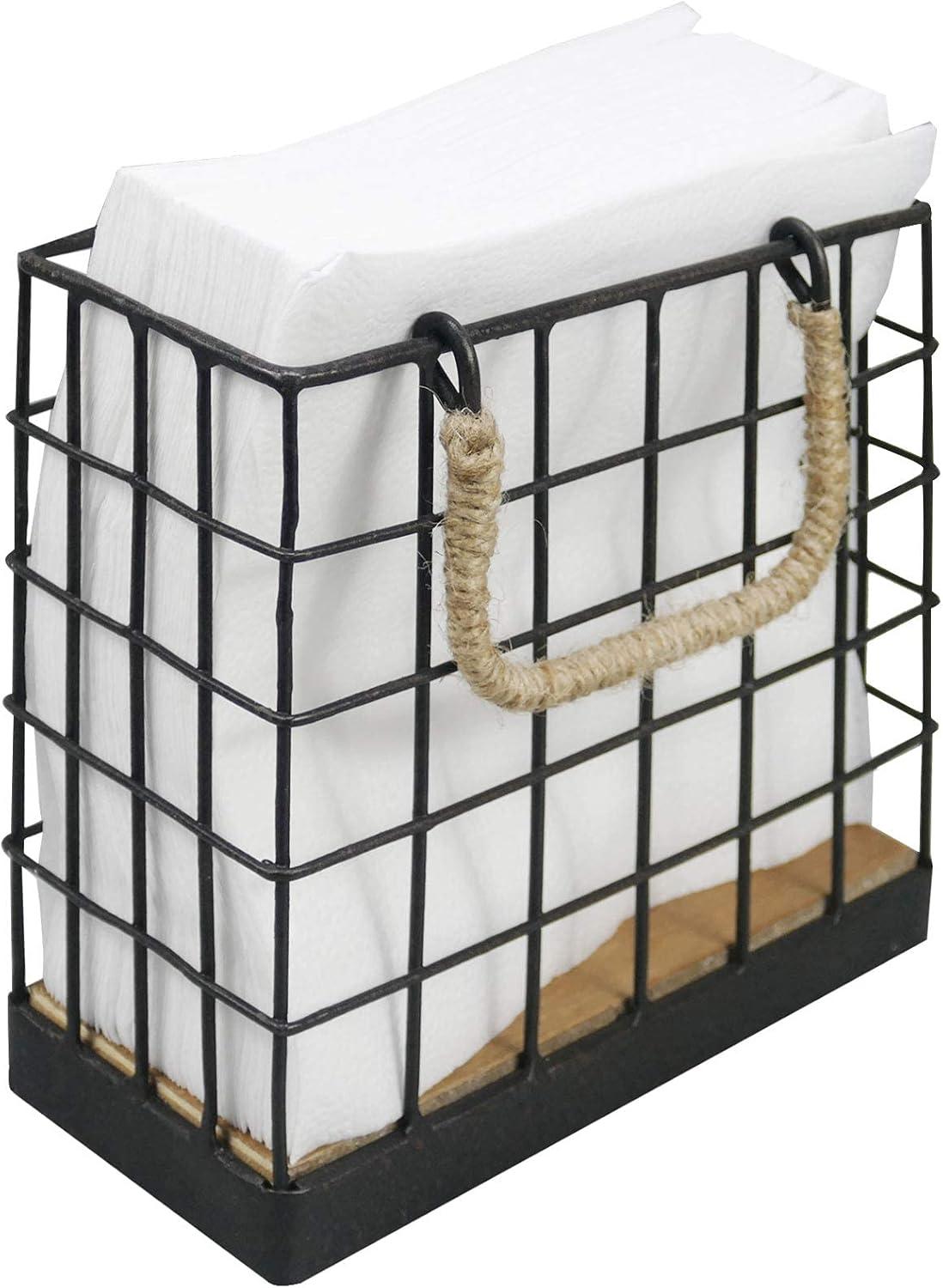 NIKKY HOME Farmhouse Napkin Holder, Rustic Tissue Dispenser, Freestanding Paper Hand Towel Caddy, Vintage Cocktail Napkin Tray Decor for Kitchen, Countertop, Dining Table, Restaurant, Outdoor - Black