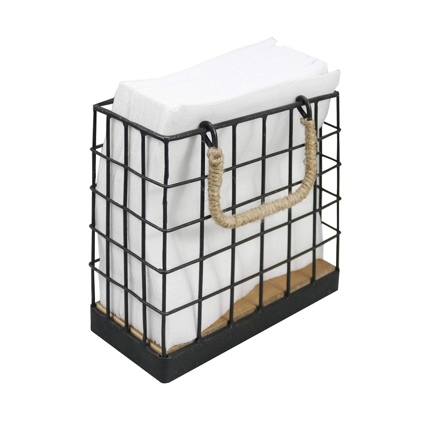 NIKKY HOME Farmhouse Napkin Holder, Rustic Tissue Dispenser, Freestanding Paper Hand Towel Caddy, Vintage Cocktail Napkin Tray Decor for Kitchen, Countertop, Dining Table, Restaurant, Outdoor - Black