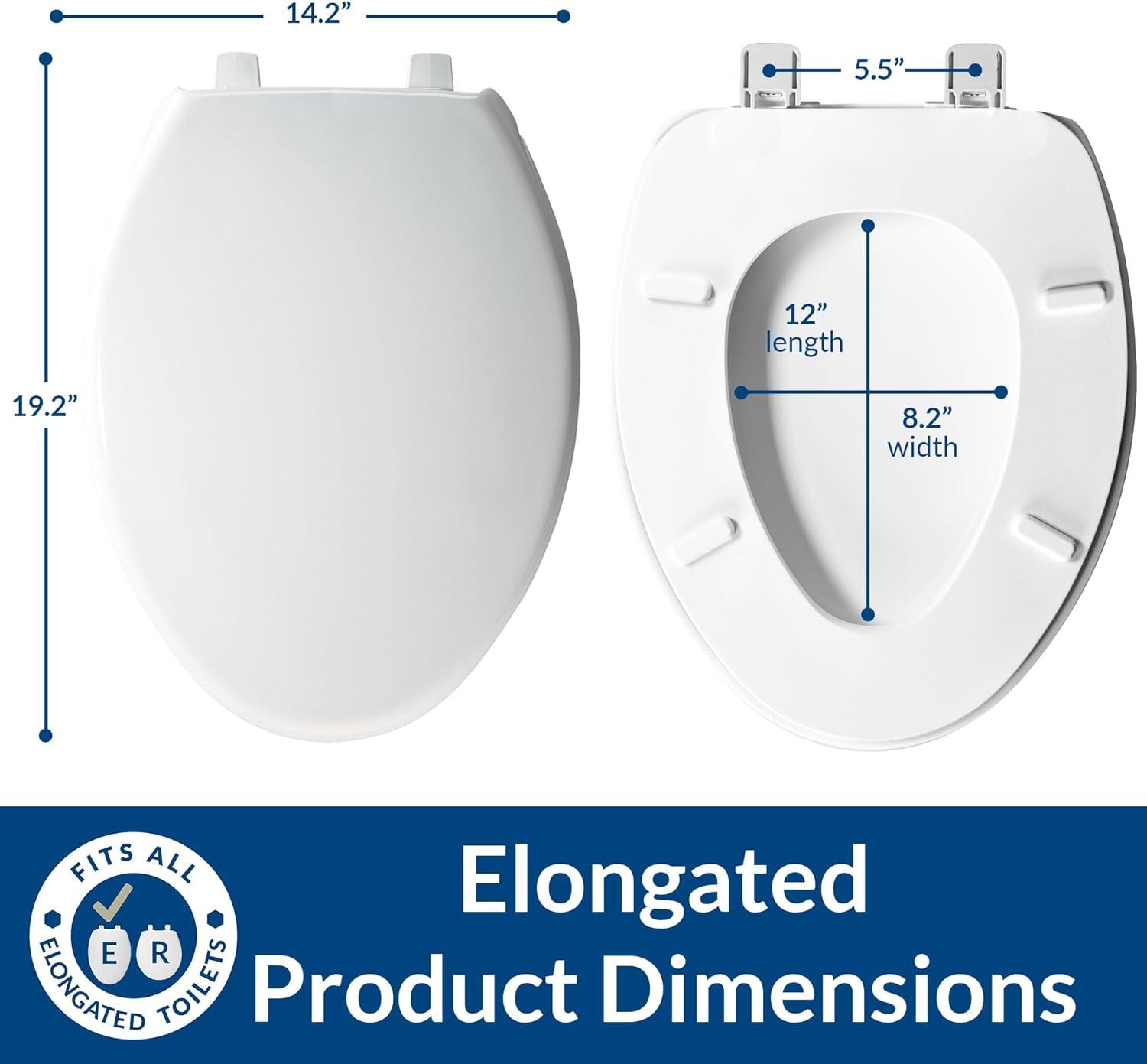 7800TDG Commercial Heavy Duty Closed Front Toilet Seat, Never Loosens, ELONGATED, Plastic, White