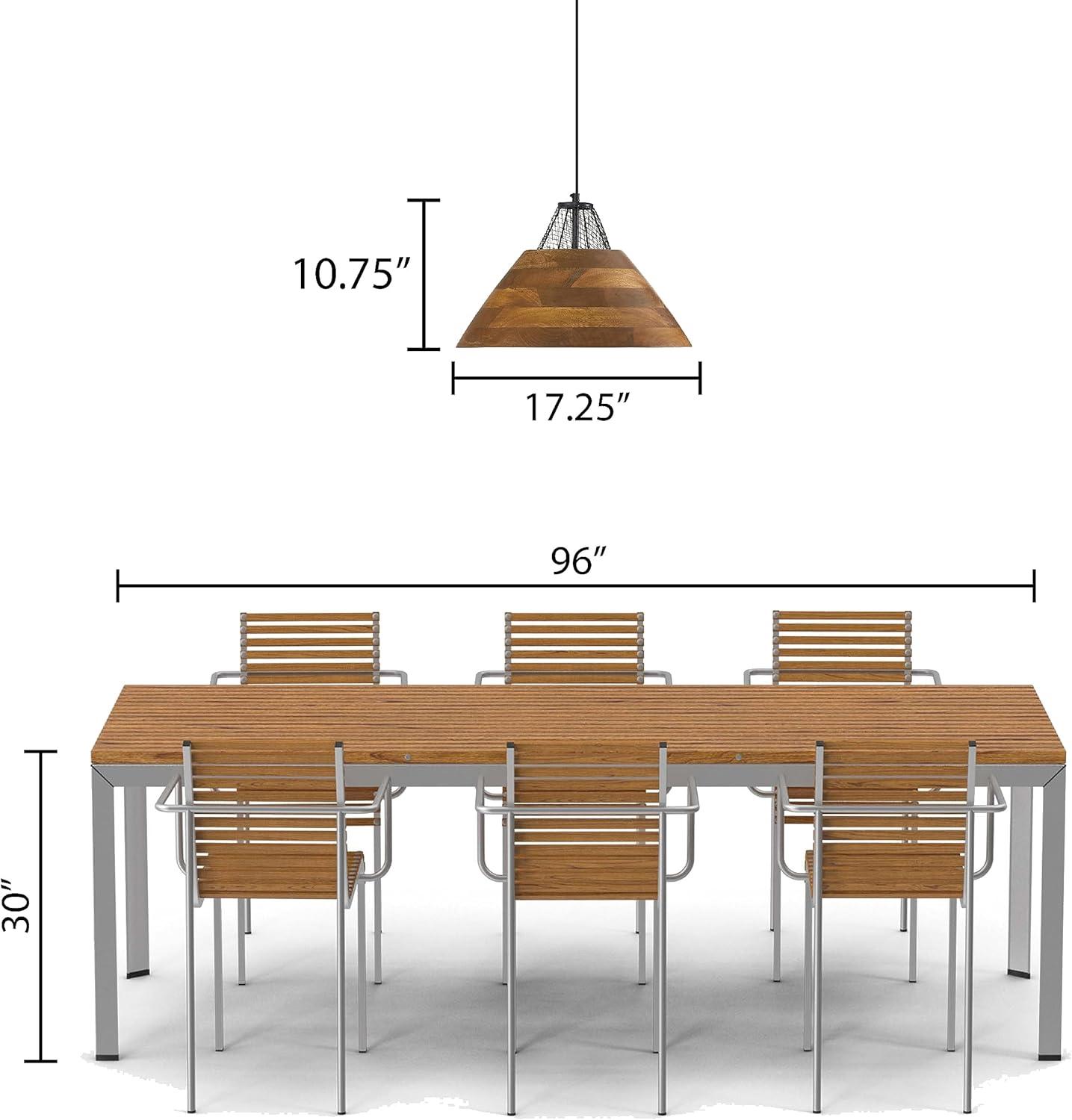 River of Goods 17.25" 1-Light Alainia Black Metal and Walnut-Stained Wood Pendant Light: Satin Finish, UL Listed, Adjustable Height