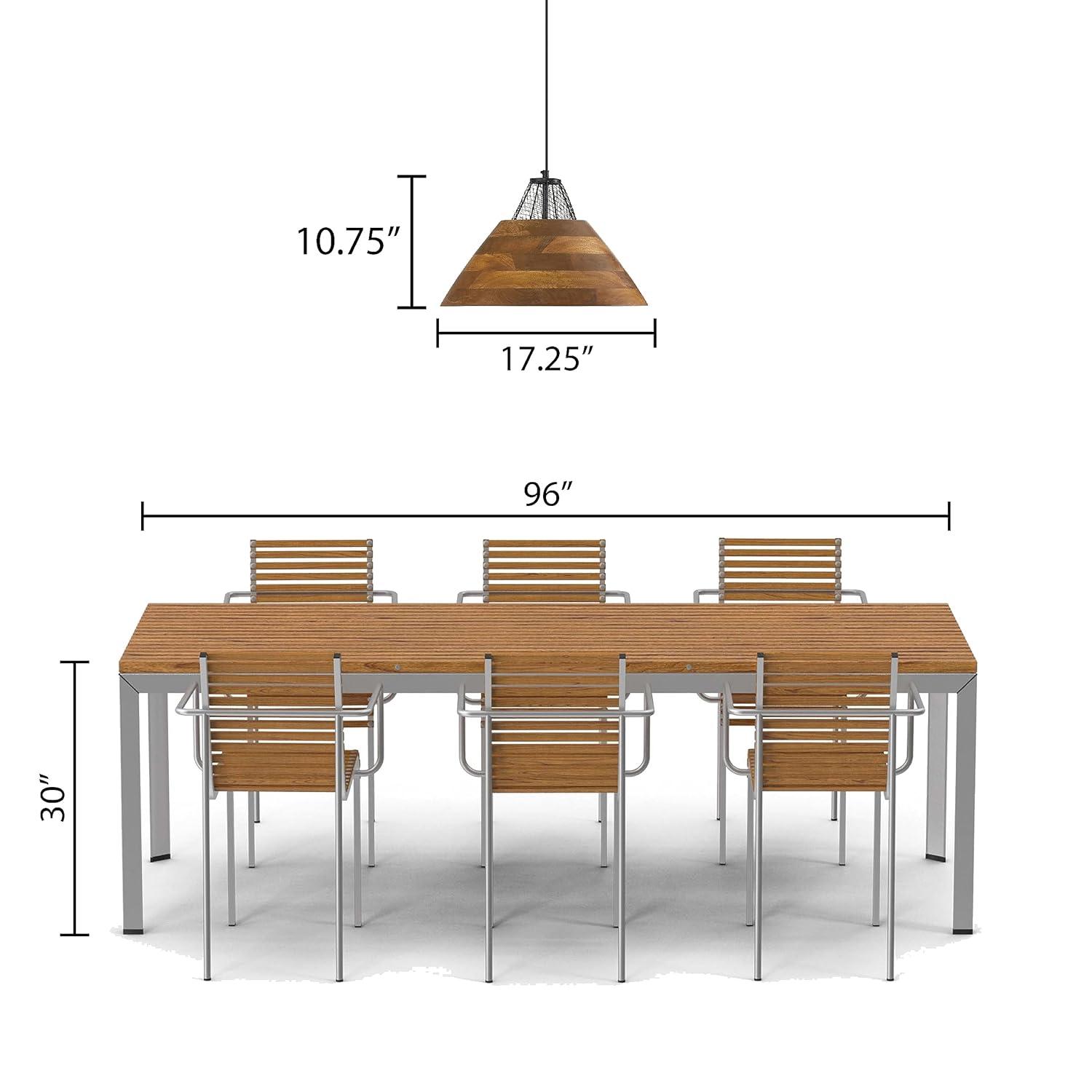 River of Goods 17.25" 1-Light Alainia Black Metal and Walnut-Stained Wood Pendant Light: Satin Finish, UL Listed, Adjustable Height