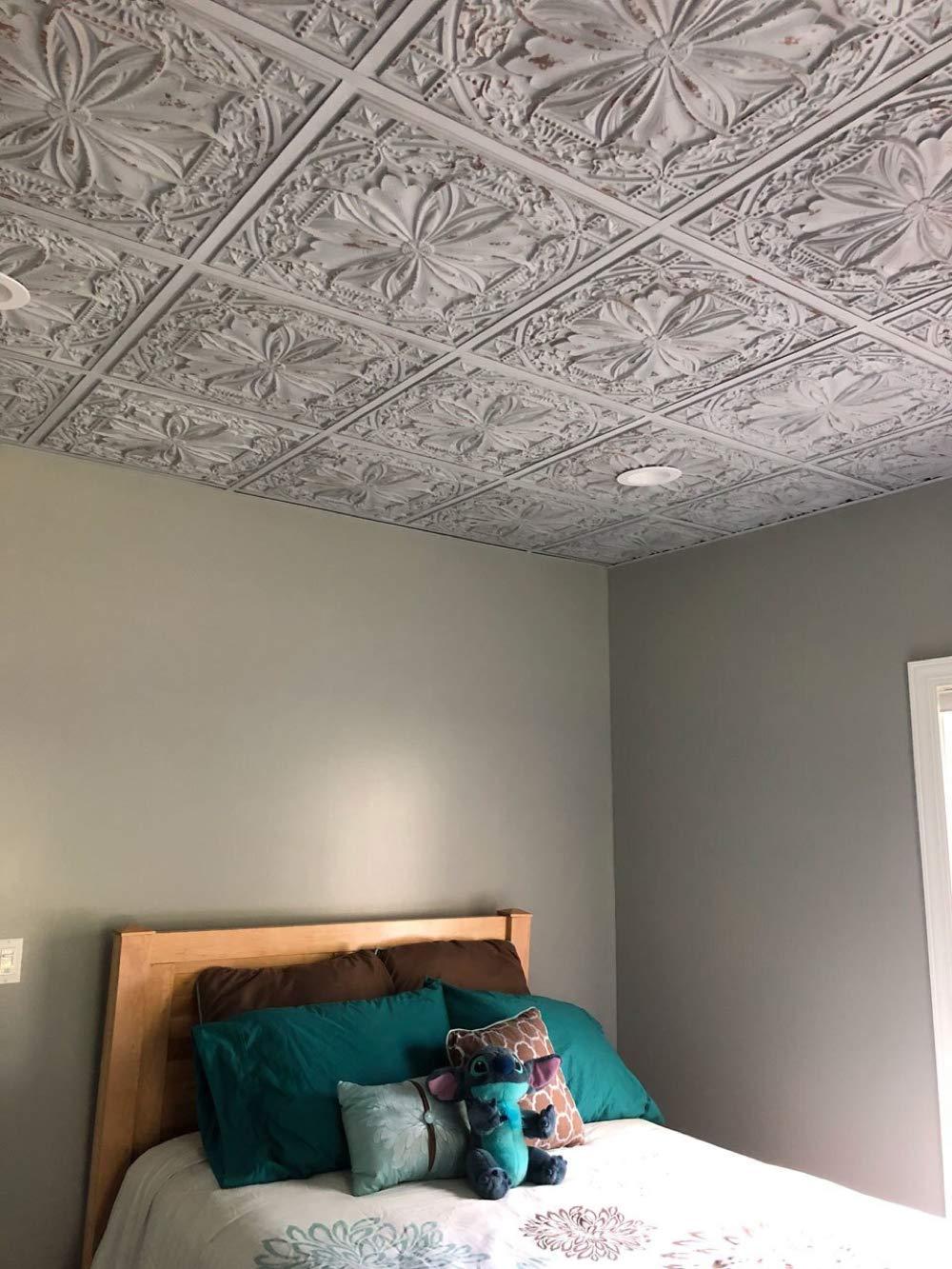 FromPlainToBeautifulInHours Milan 24'' L x 24'' W Textured PVC Drop-In & Glue Up Ceiling Tile Ceiling Tile (Set of 25)