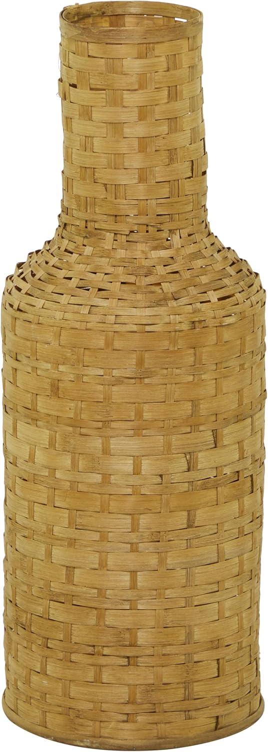 Studio 350 Intricately Woven Tall Bamboo Wood Floor Vase - White or Brown Brown - 9"W, 39"H