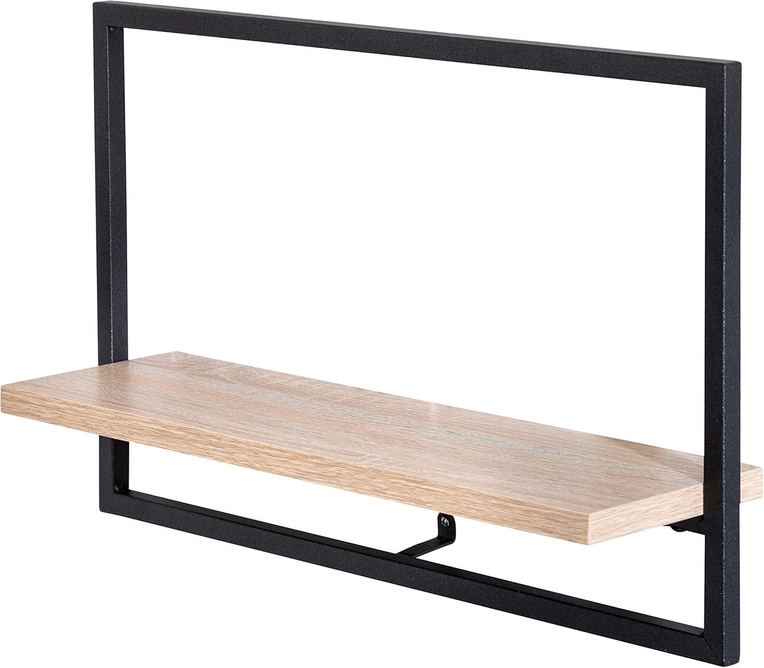 17.64" Black Steel and Wood Floating Wall Shelf