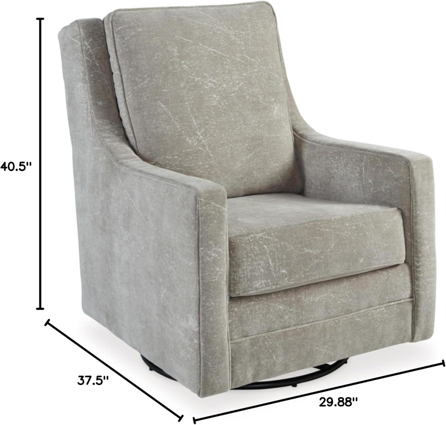 Gray Polyester Swivel Glider Accent Chair