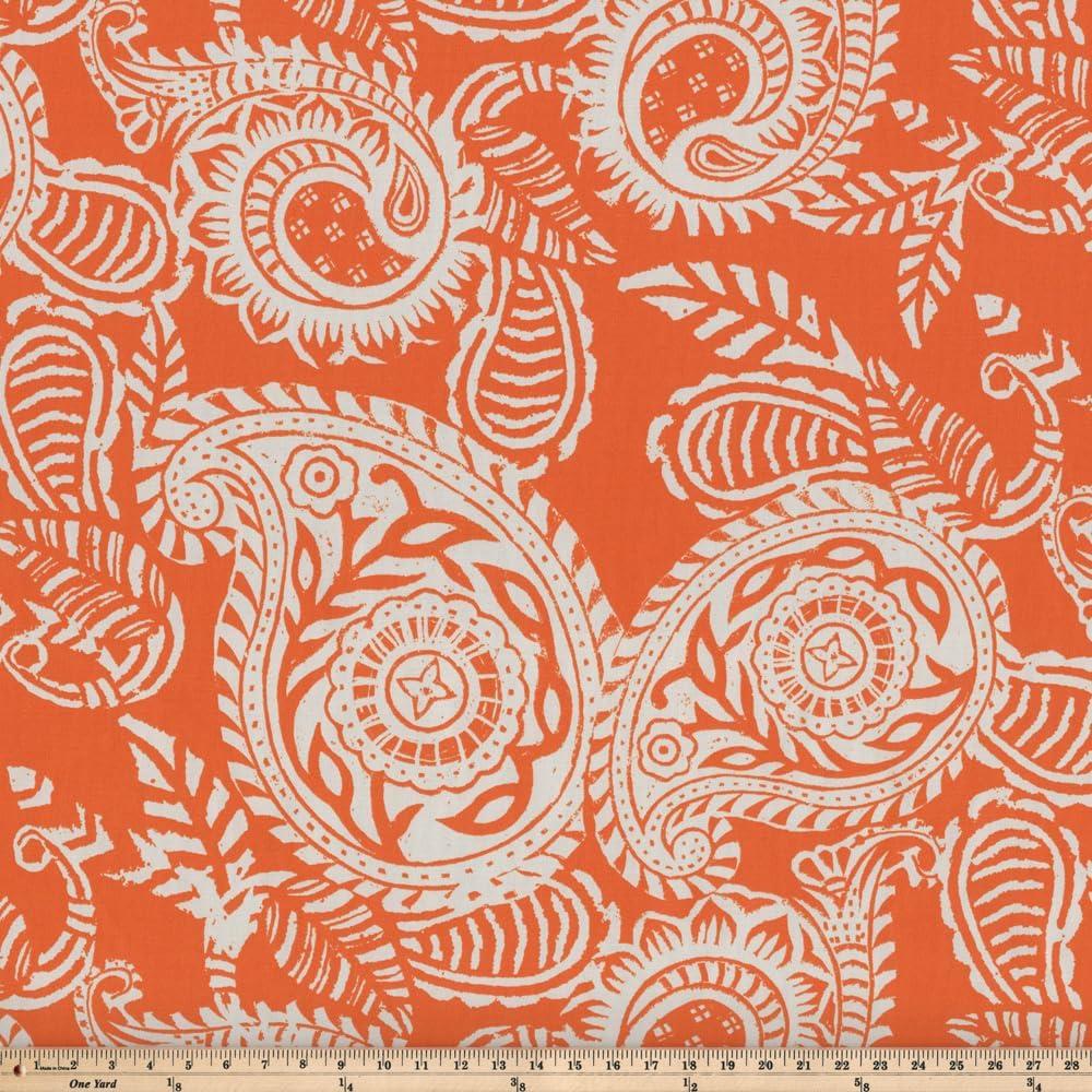 Orange and White Paisley Rectangular Outdoor Throw Pillows, Set of 2