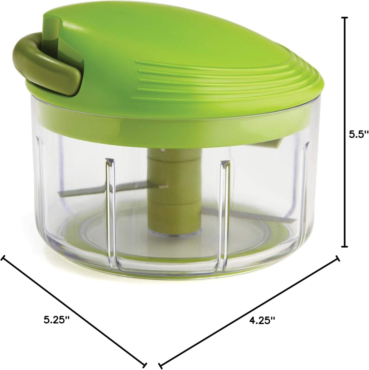 Green Manual Food Processor with Stainless Steel Blades