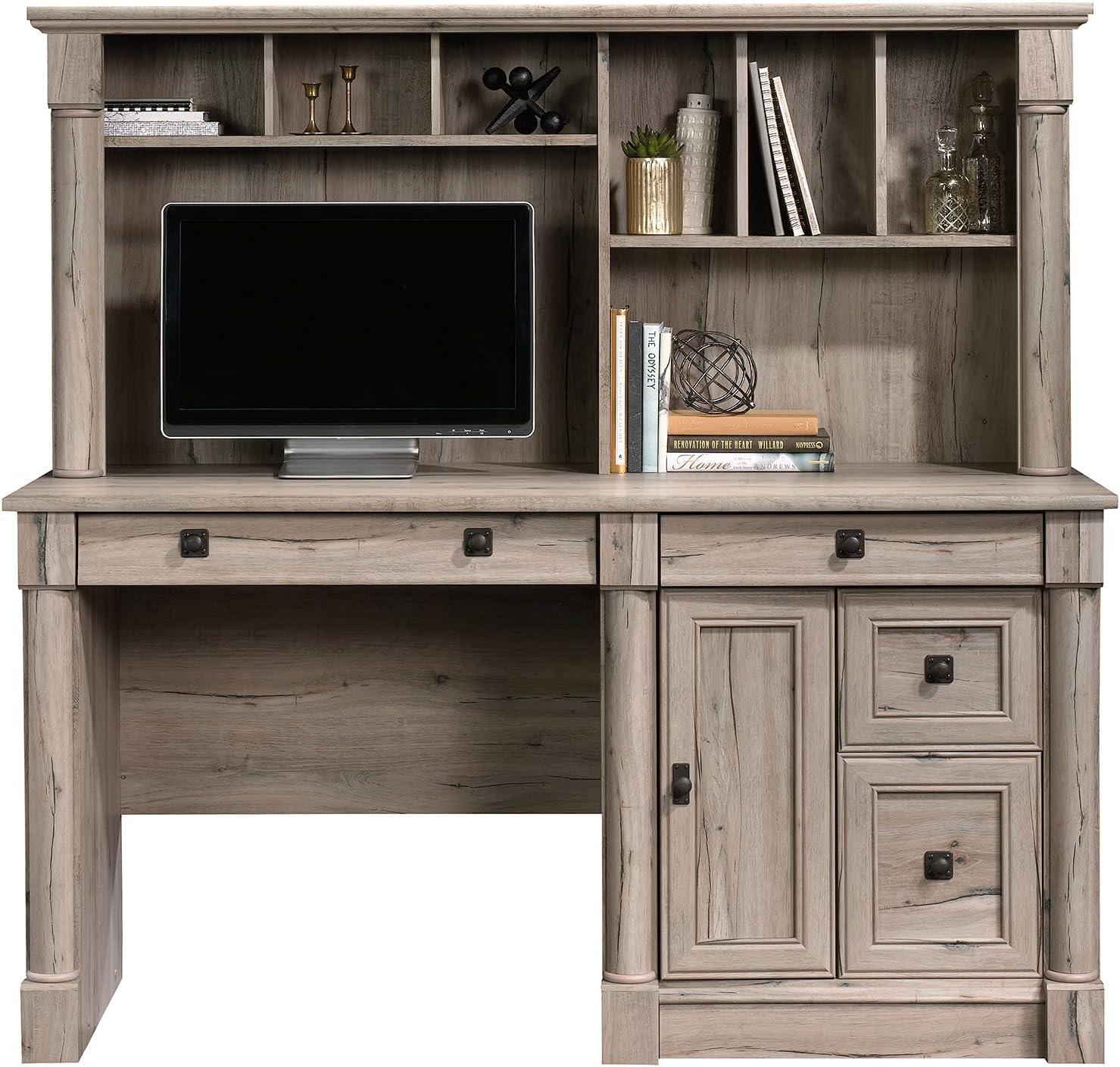 Palladia Computer Desk with Hutch Split Oak - Sauder: Home Office Furniture, Executive Style, Storage