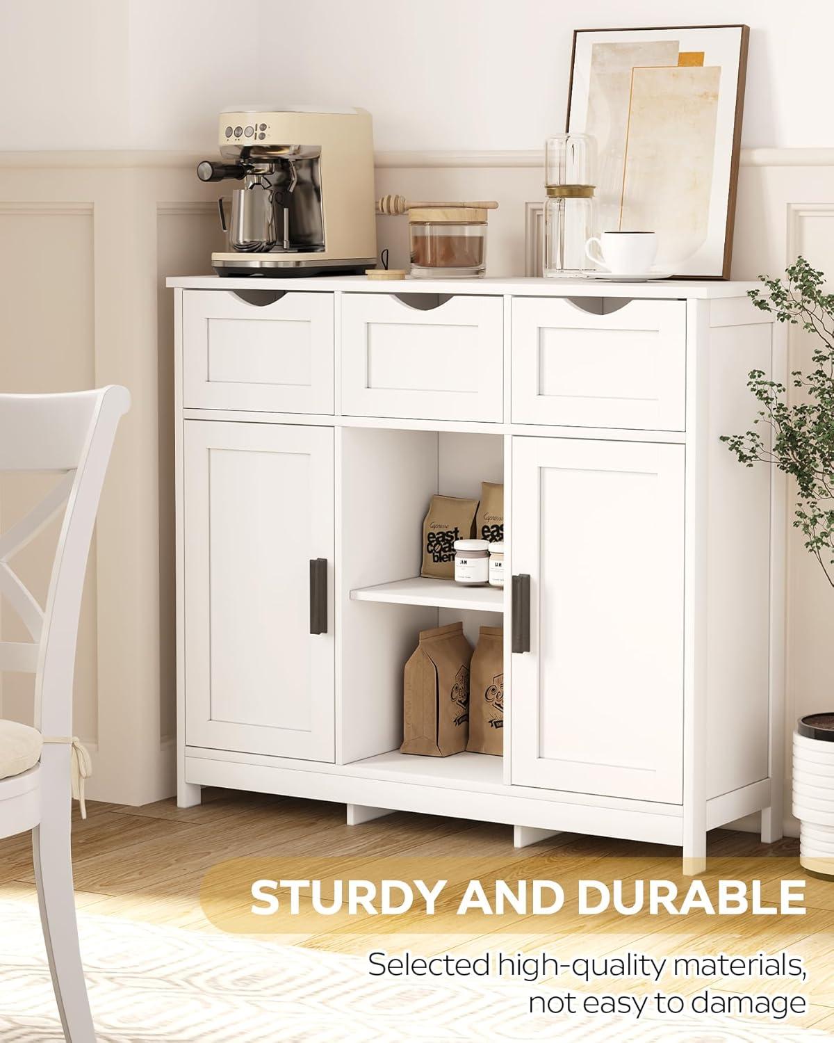 White MDF Adjustable Shelving Bathroom Storage Cabinet