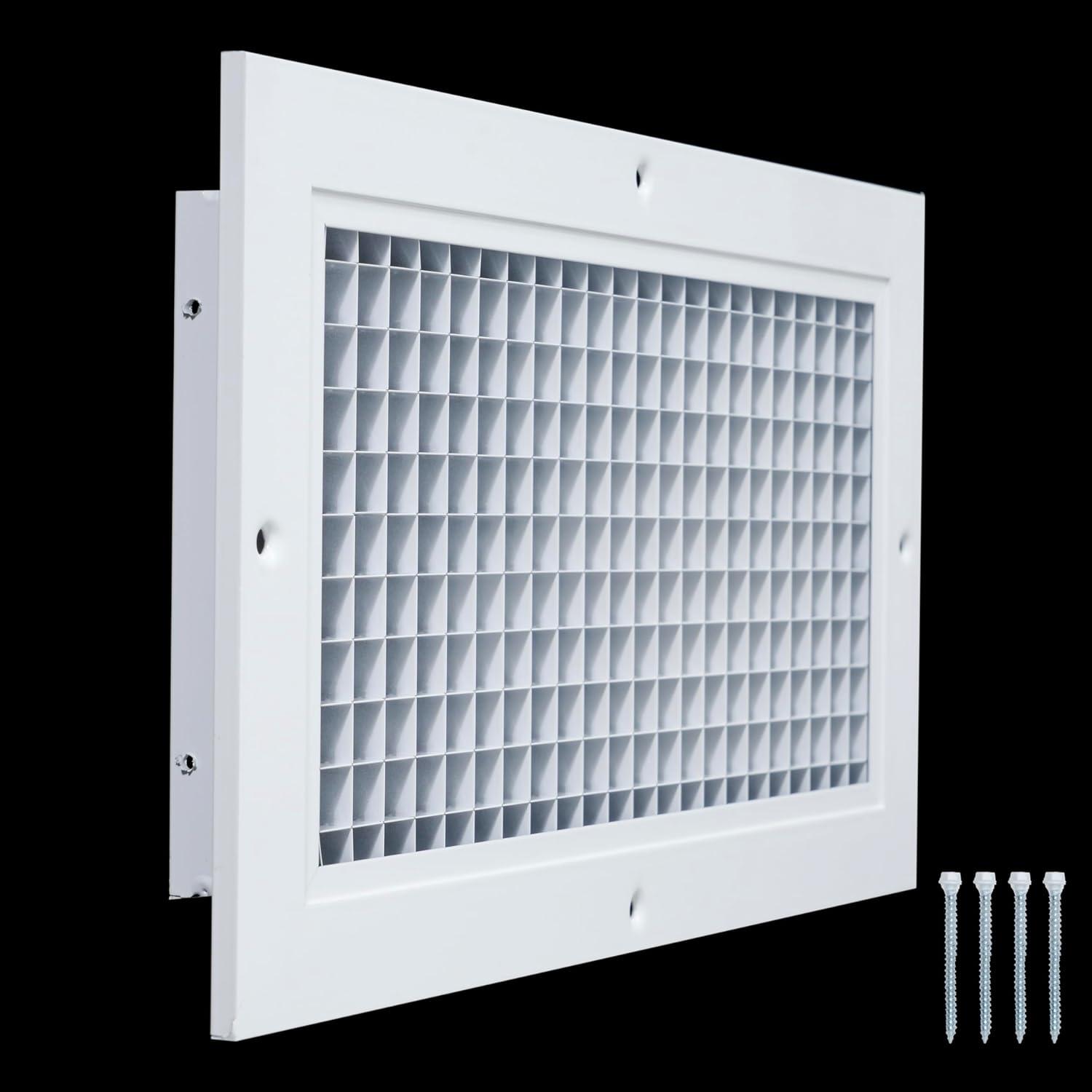 Fits 6x12 and 12x6 Duct Opening | Aluminum Eggcrate Return Air Grille | Low Noise & High Air Flow, Rust Proof Vent Cover Grill for Sidewall & Ceiling | White | Outer Dimensions: 7.75" X 13.75"