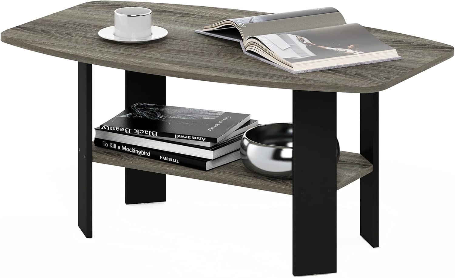 Furinno Engineered Wood Simple Design Coffee Table in French Oak Gray/Black