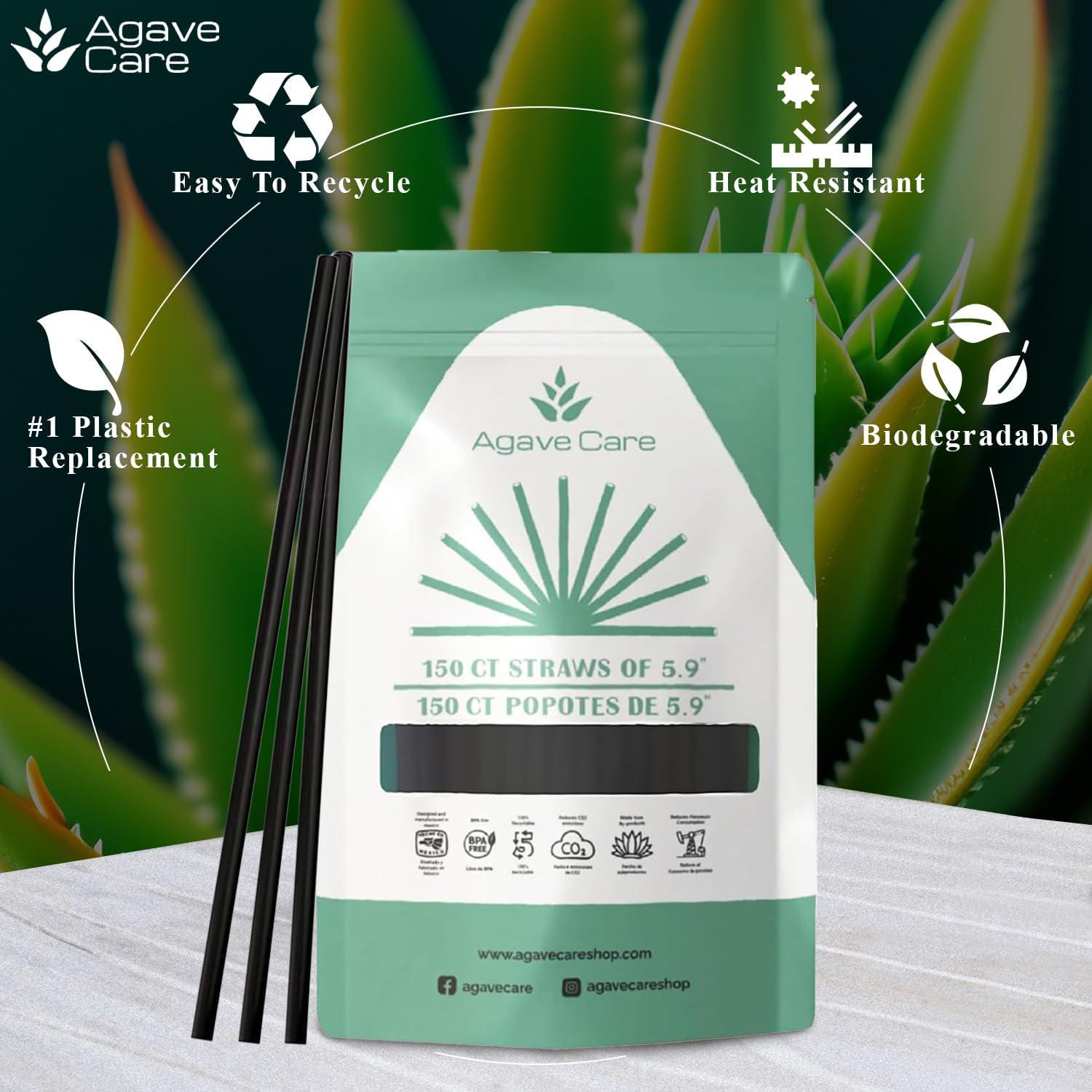 Agave Care Sustainable Agave Straws - 5.9" - Natural - Unwrapped - 150 Count - 3 oz