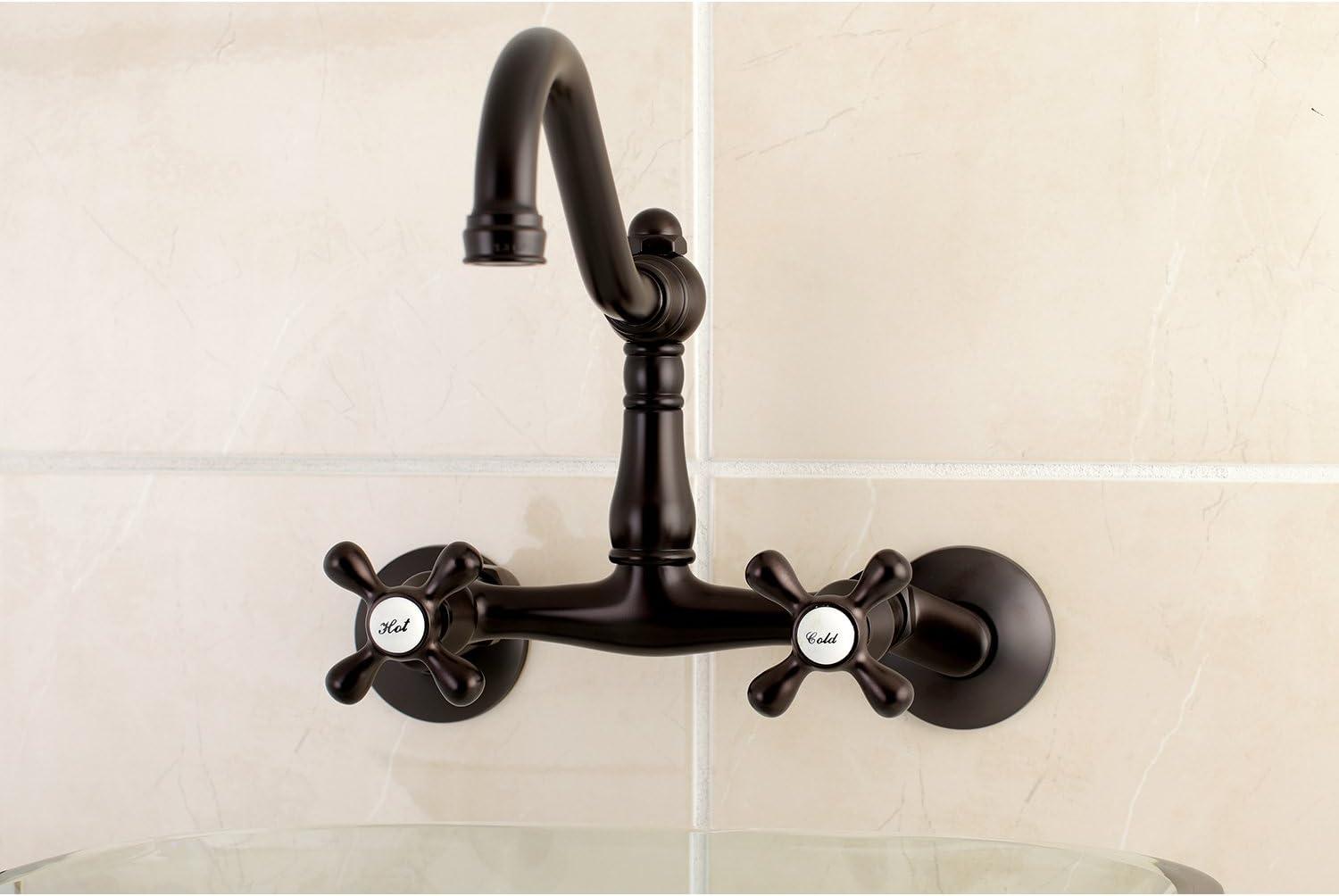 Kingston Brass Vintage Double-Handle 2-Hole Wall-Mount Bridge Kitchen Faucet