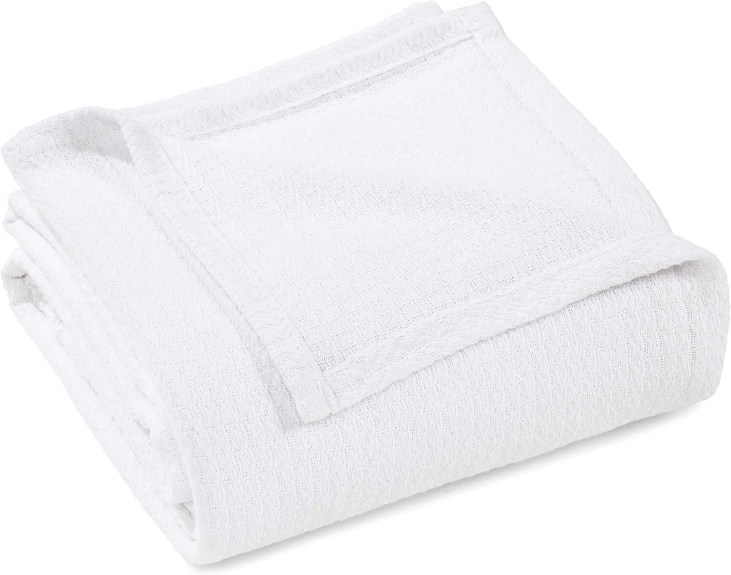Superior Waffle Weave Knit Cotton Blanket, King, White