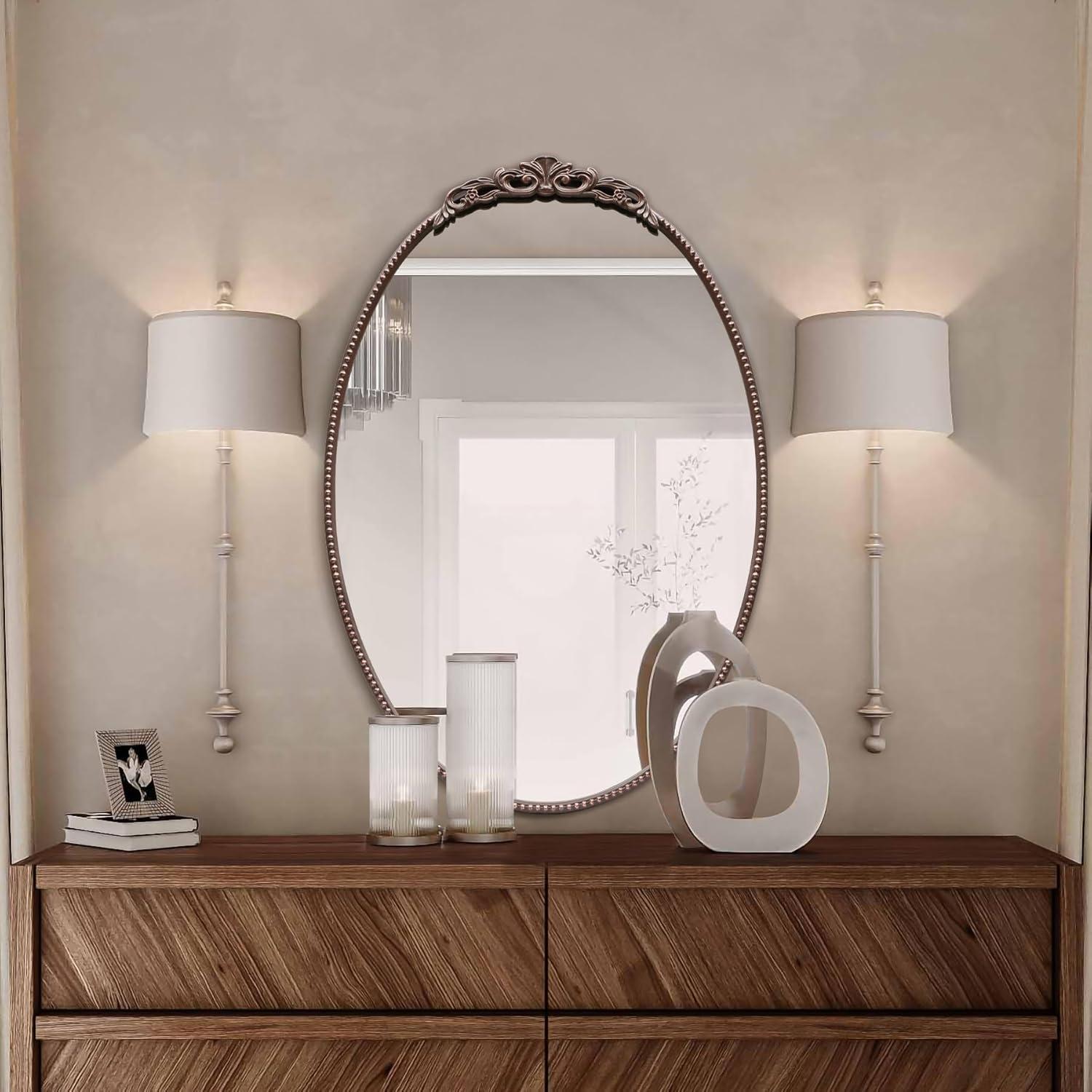 Micasso Black Vintage Wall Mirror, 24x36 Inches Black Decorative Mounted Traditional Arched Mirror for Bathroom Bedroom Living Room, Entryway, Home Wall Decor