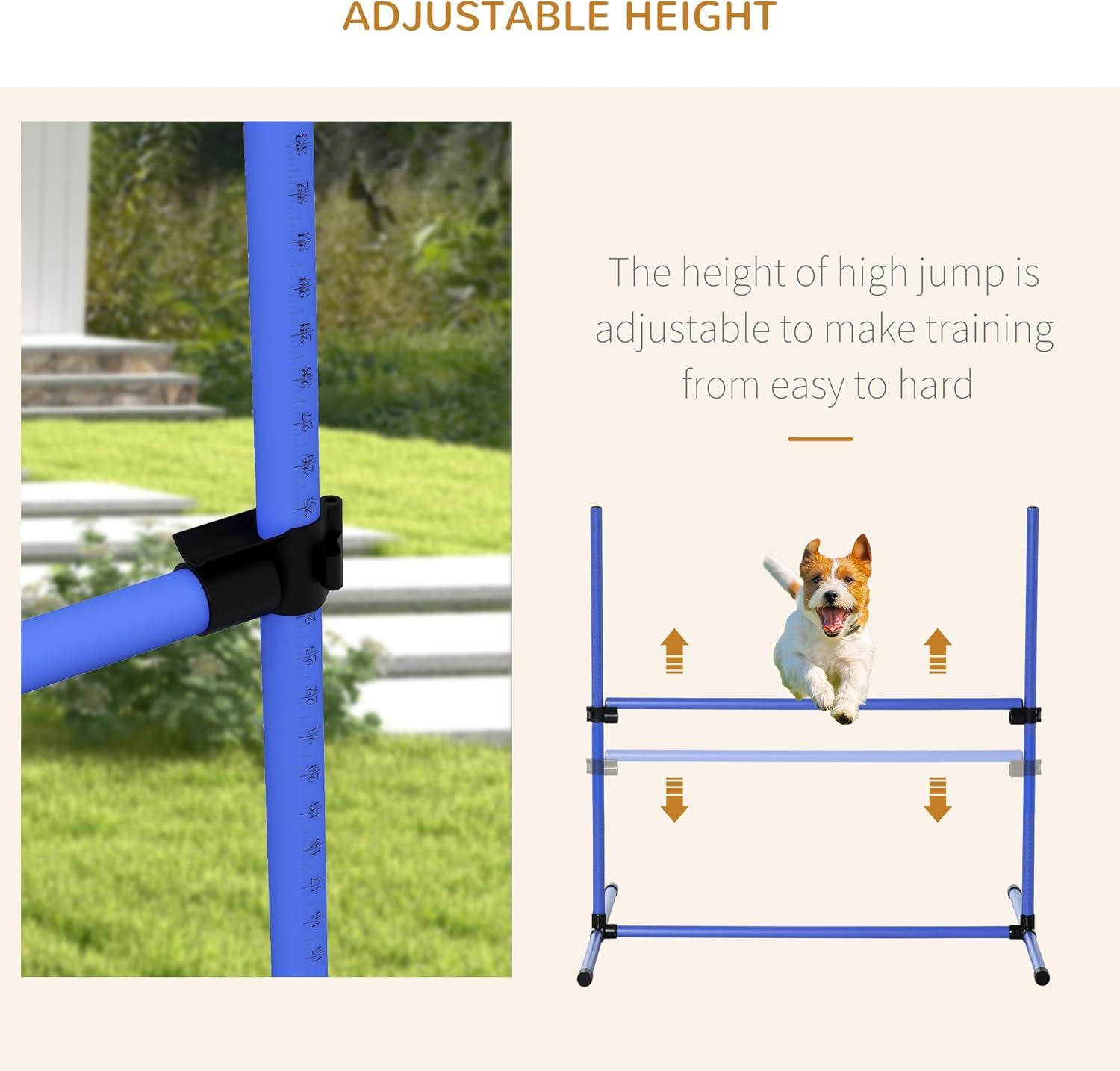 PawHut Dog Agility Starter Kit with Adjustable Height Jump Bars, Included Carry Bag, & Displacing Top Bar