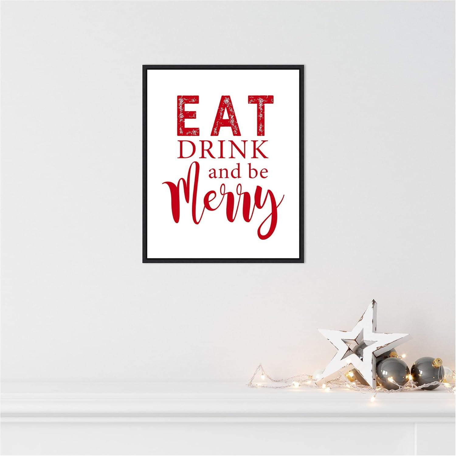 Eat Drink and Be Merry Red Framed Canvas Wall Art