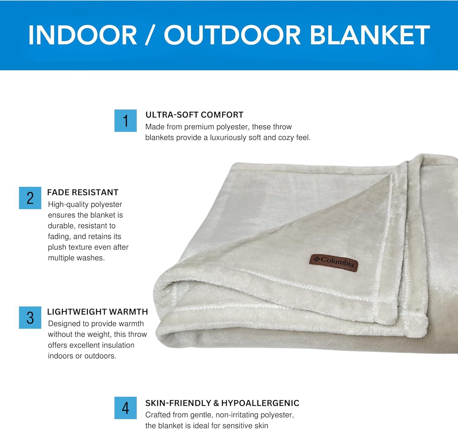 Columbia Super Soft Plush Fleece Throw Blanket Color: Dark Stone Size: N/A