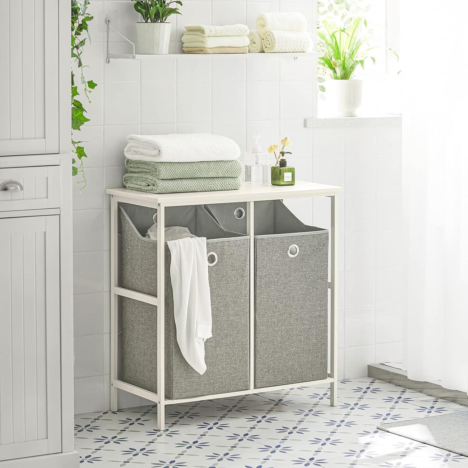 Haotian Bathroom Laundry Hamper Basket with Shelf