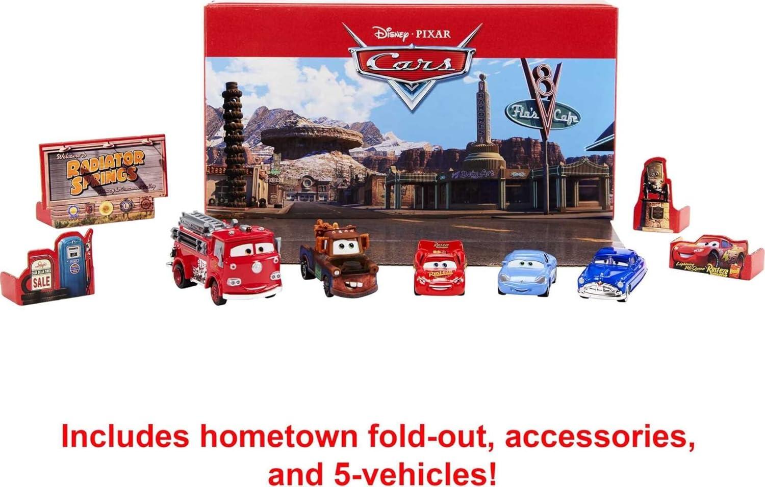 Disney Pixar Cars Vehicle 5-Pack Collection with 4 Character Toy Cars & 1 Red Fire Truck