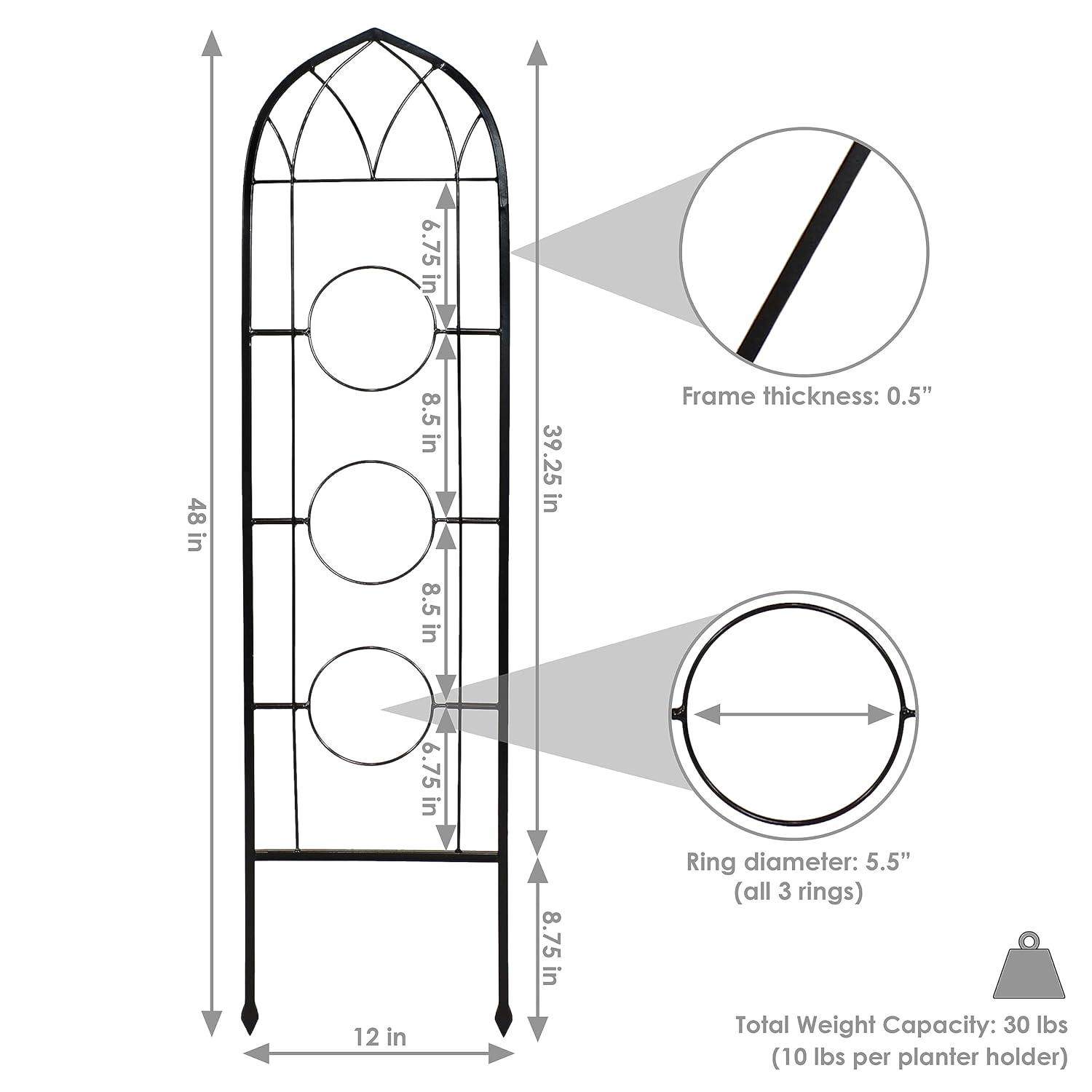 Winston Porter Avonlee Black Steel Arched Garden Trellis for Climbing Plants (Set of 2)