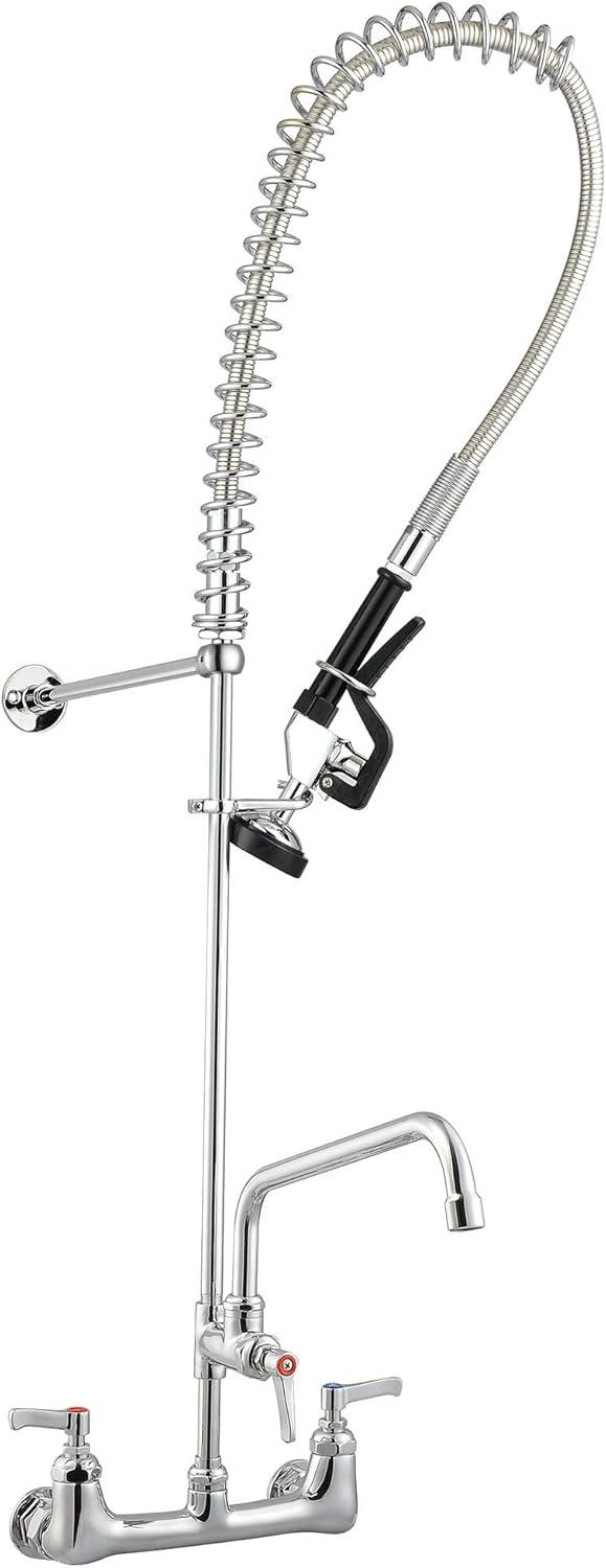 Aquaterior 44" Commercial Pre-Rinse Kitchen Faucet 12" Add-on Spout Wall Mount CUPC NSF CEC