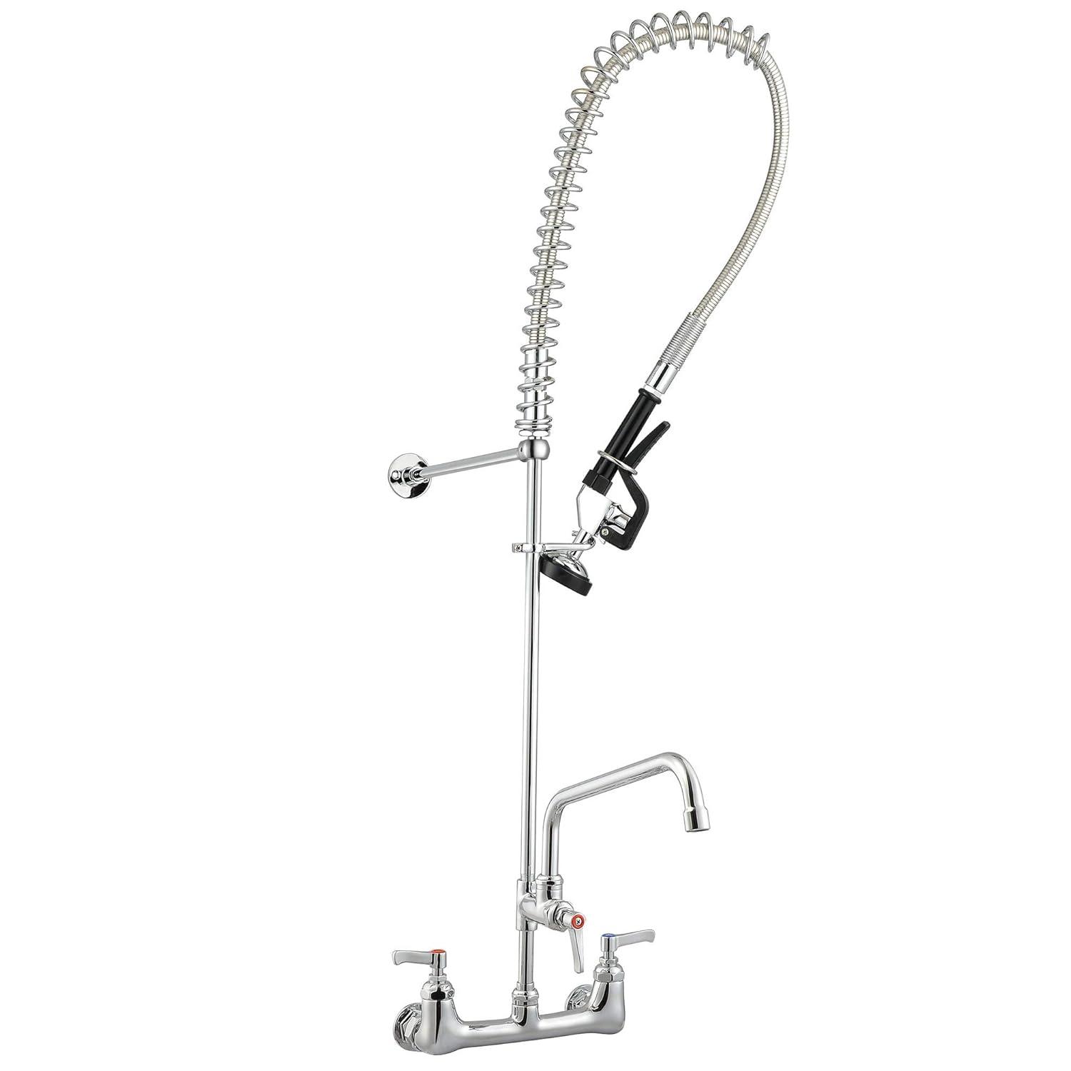 Aquaterior 44" Commercial Pre-Rinse Kitchen Faucet 12" Add-on Spout Wall Mount CUPC NSF CEC