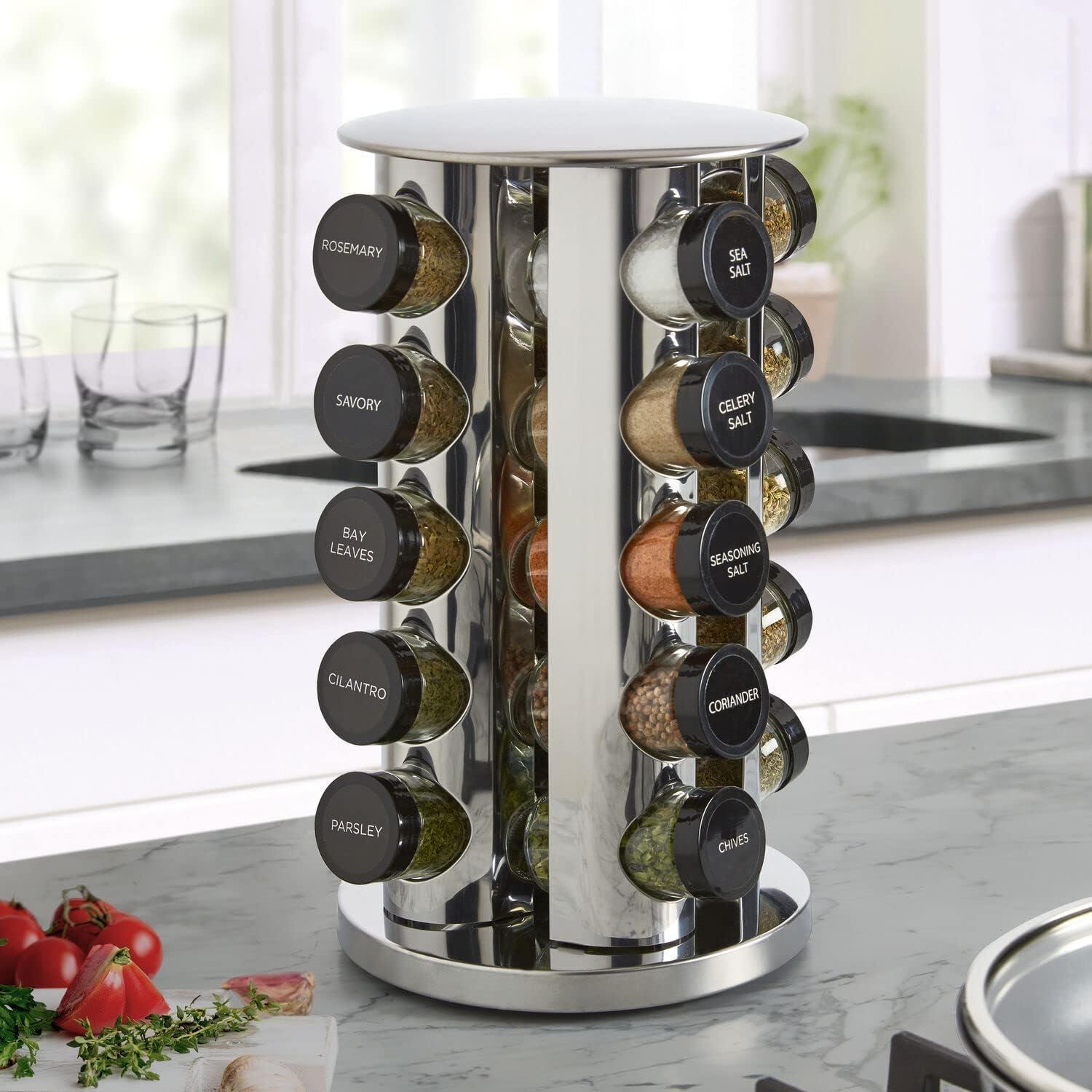 Kamenstein 20-Jar Revolving Stainless Steel Countertop Spice Rack