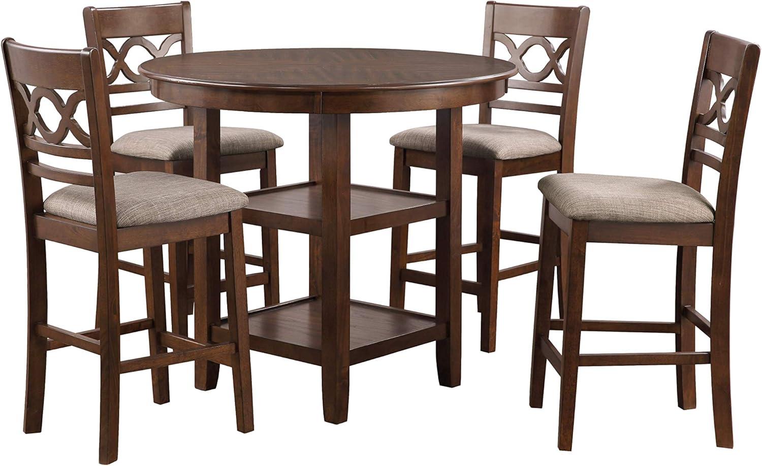 New Classic Furniture Cori 5-Piece Solid Wood Counter Set in Brown