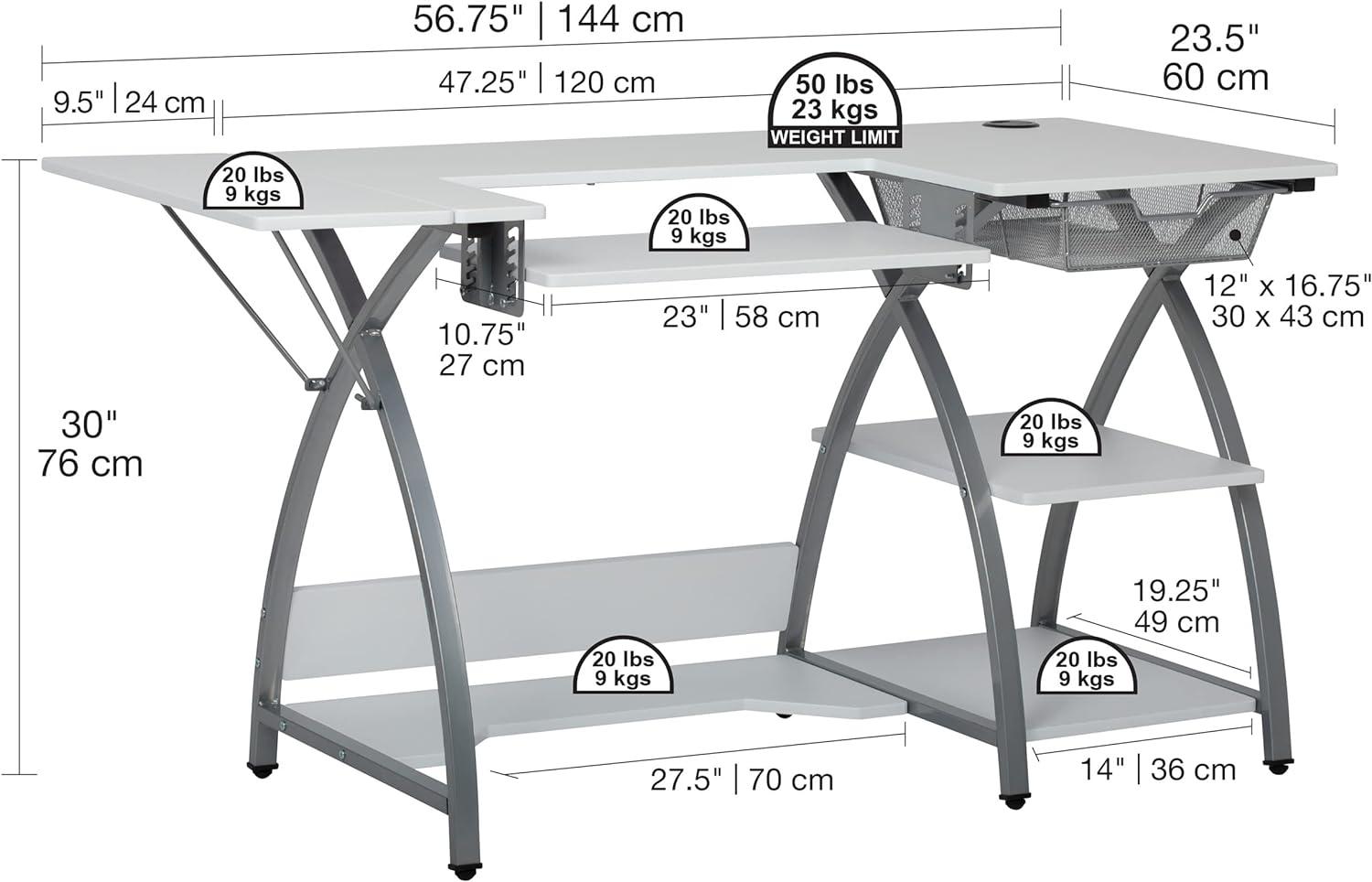 Comet Plus Hobby/Office/Sewing Desk: Multipurpose Crafting, Folding Design - Sew Ready