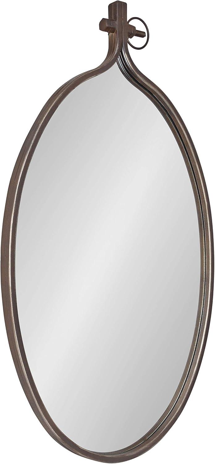 Kate and Laurel Yitro Rustic Oval Metal Framed Wall Mirror, 20 x 34, Rustic Metal, Chic Industrial Accent Mirror for Wall