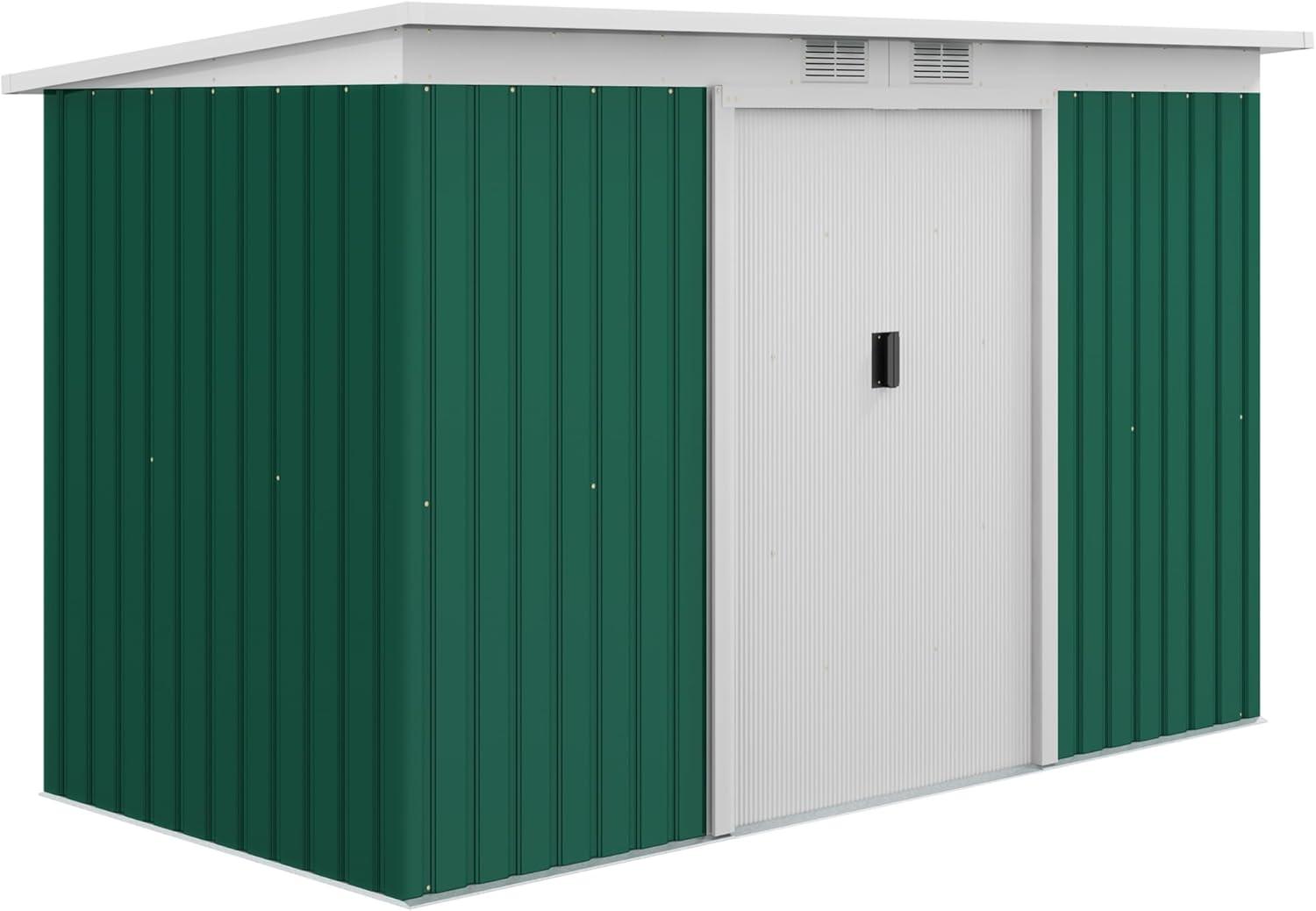 Outsunny Metal Garden Storage Shed Tool House with Sliding Door Spacious Layout & Durable Construction for Backyard, Patio, Lawn