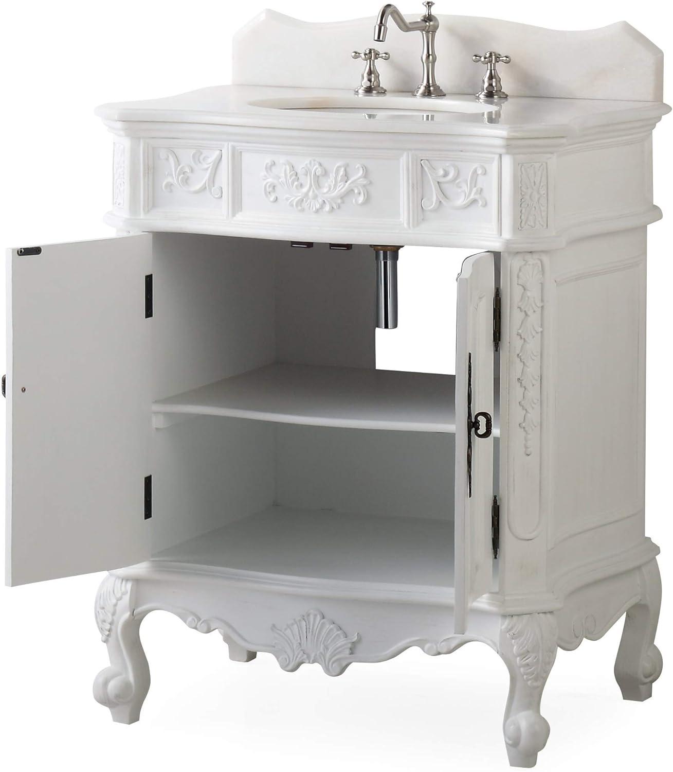 30.75'' Antique White Marble Top Bathroom Vanity