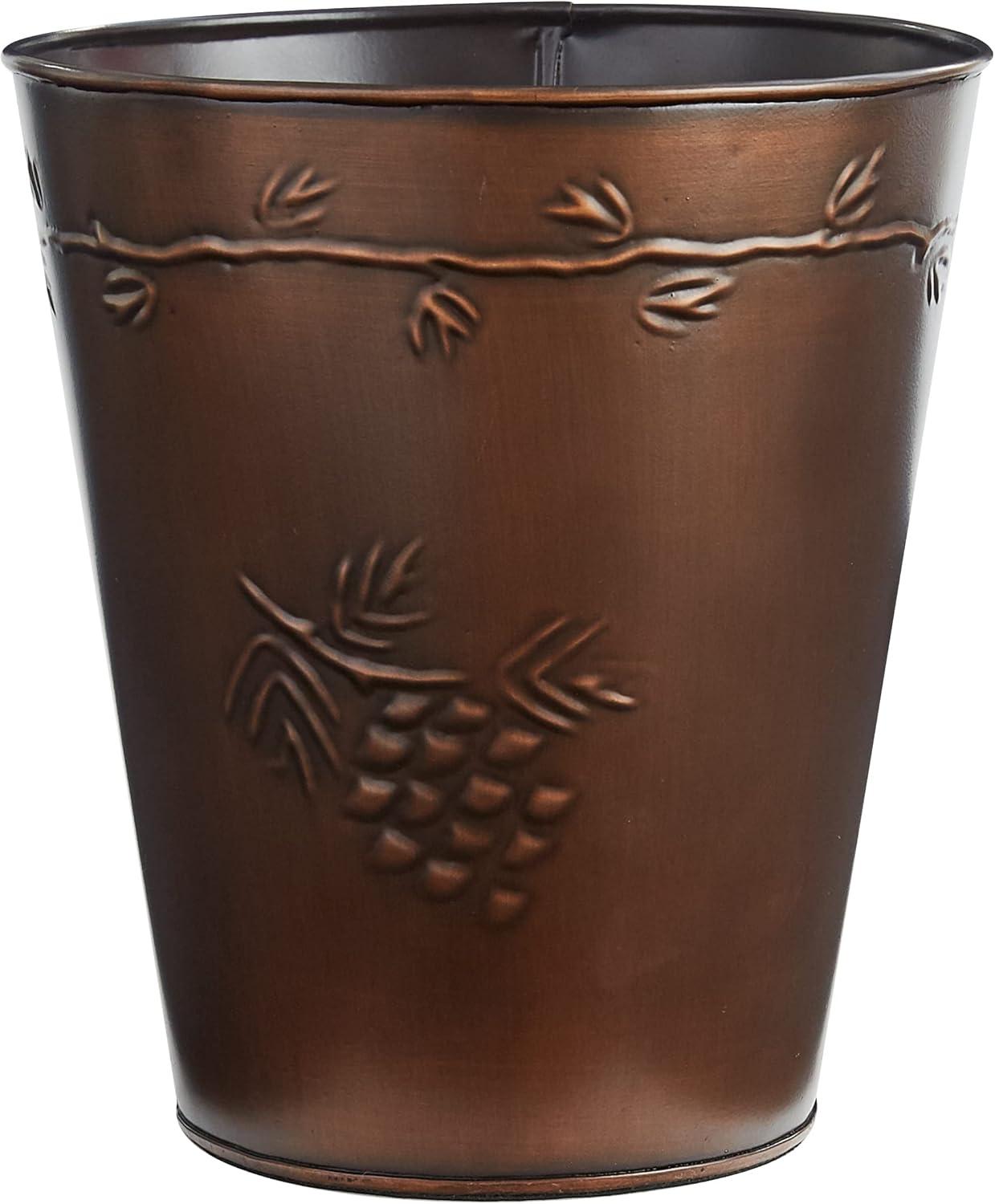 Bronze Pinecone Embossed Metal Waste Basket