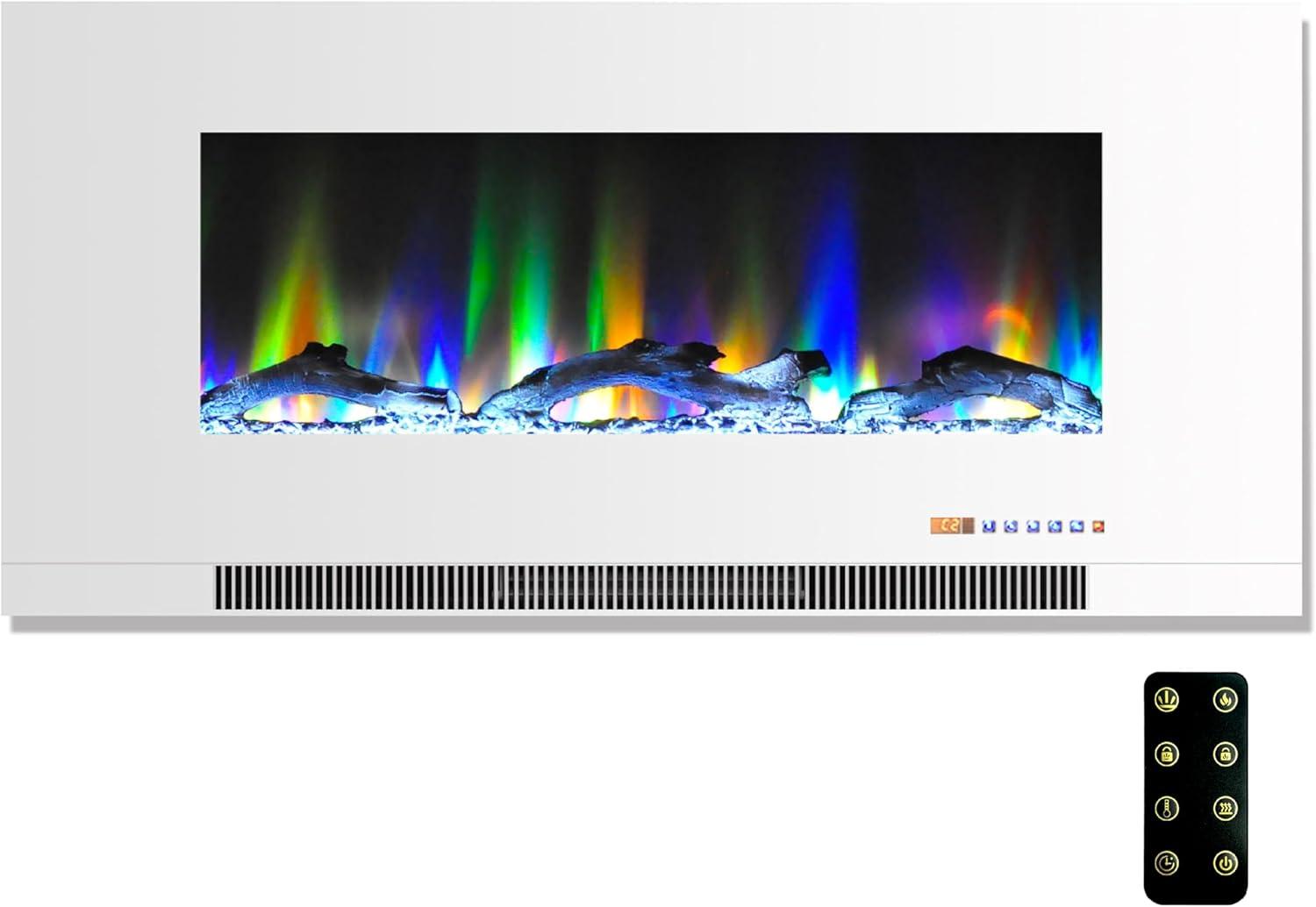 Cambridge Cambridge Wall Mount Electric Fireplace Heater with Remote Control for Indoor Use in Living Room, Bedroom, Home Office