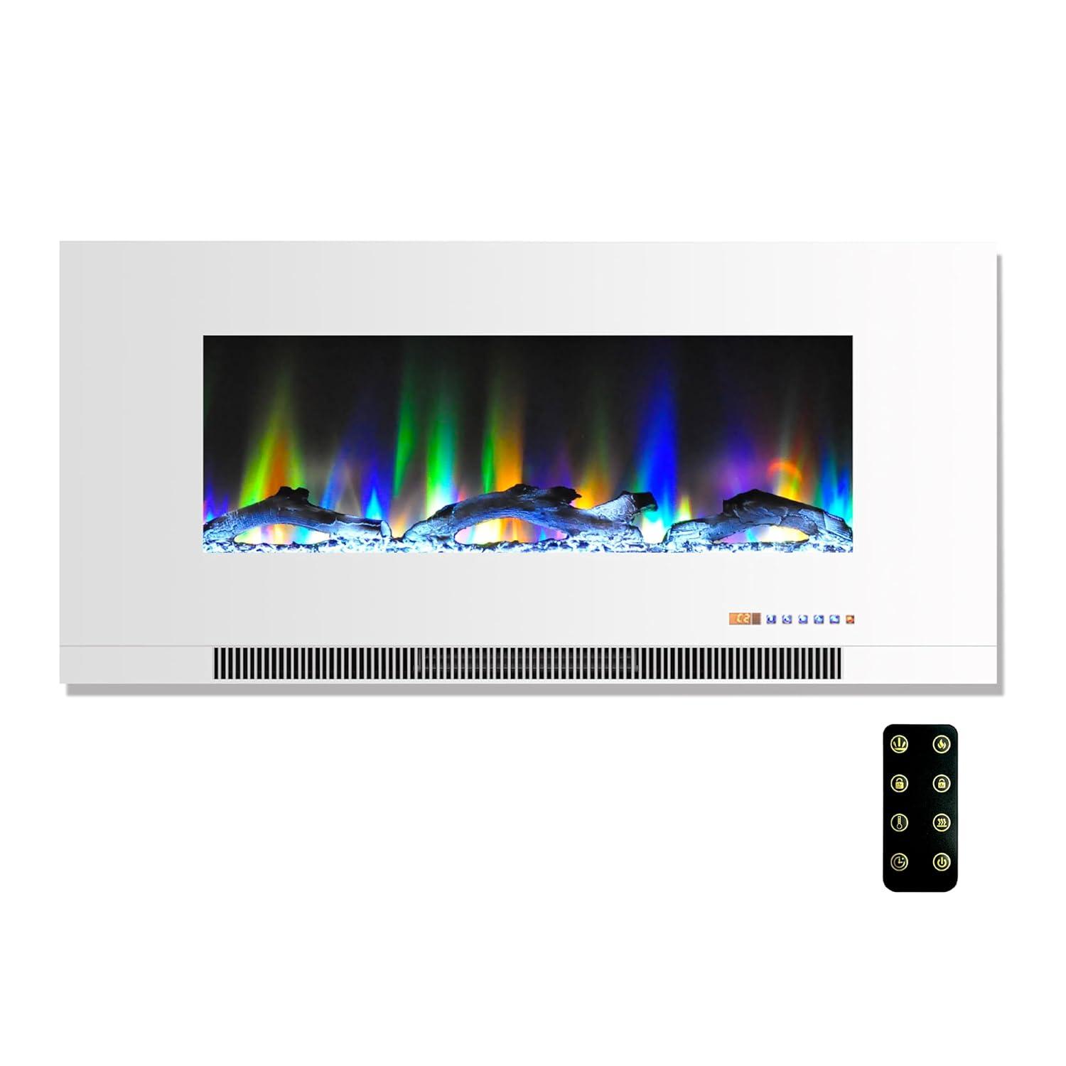 Cambridge Cambridge Wall Mount Electric Fireplace Heater with Remote Control for Indoor Use in Living Room, Bedroom, Home Office