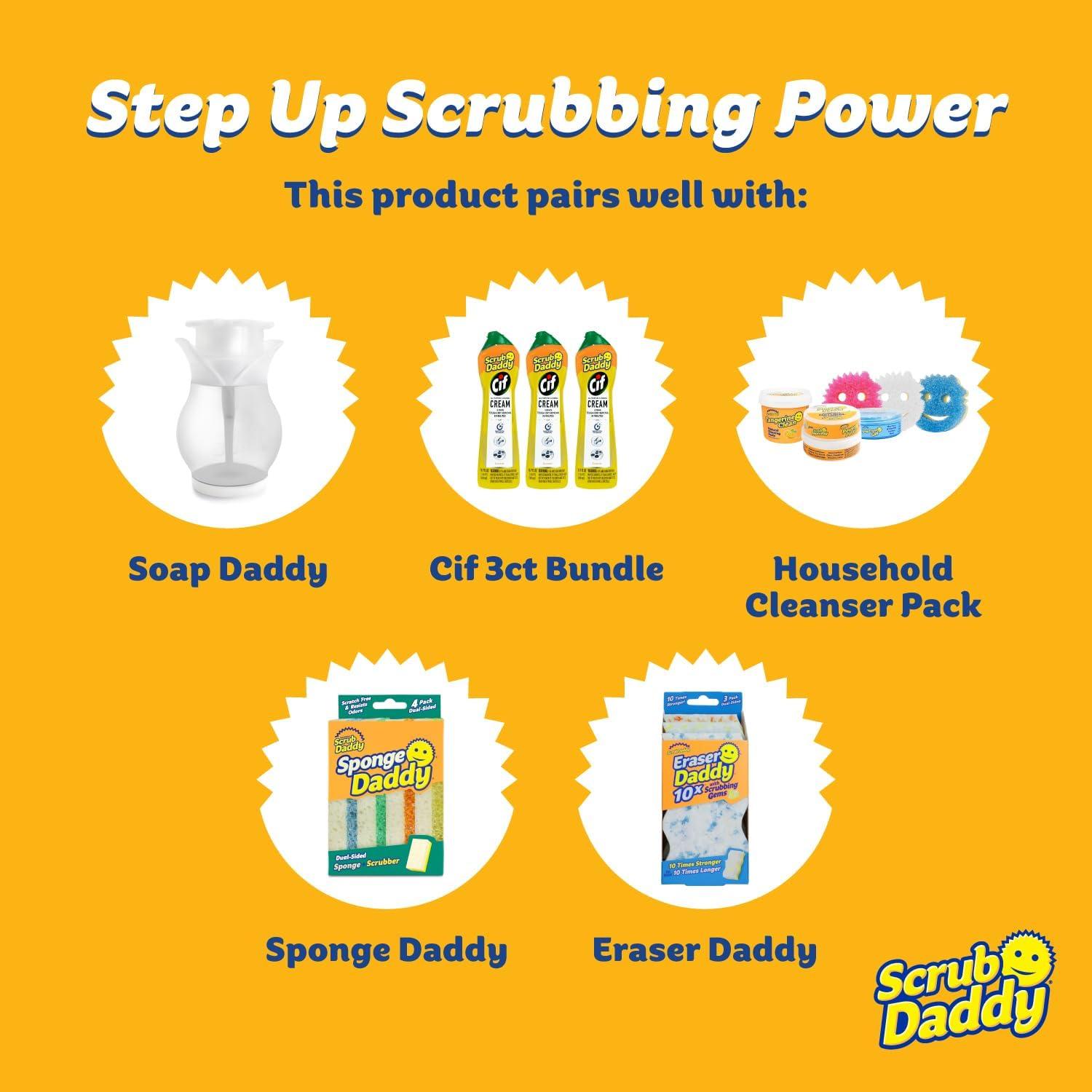 Scrub Daddy 6 Kitchen Sponges & 1 Daddy Caddy Dish Sponge Holder - BPA Free & Made with Polymer Foam - Stain & Odor Resistant, Scratch-Free Multipurpose Scrubbers