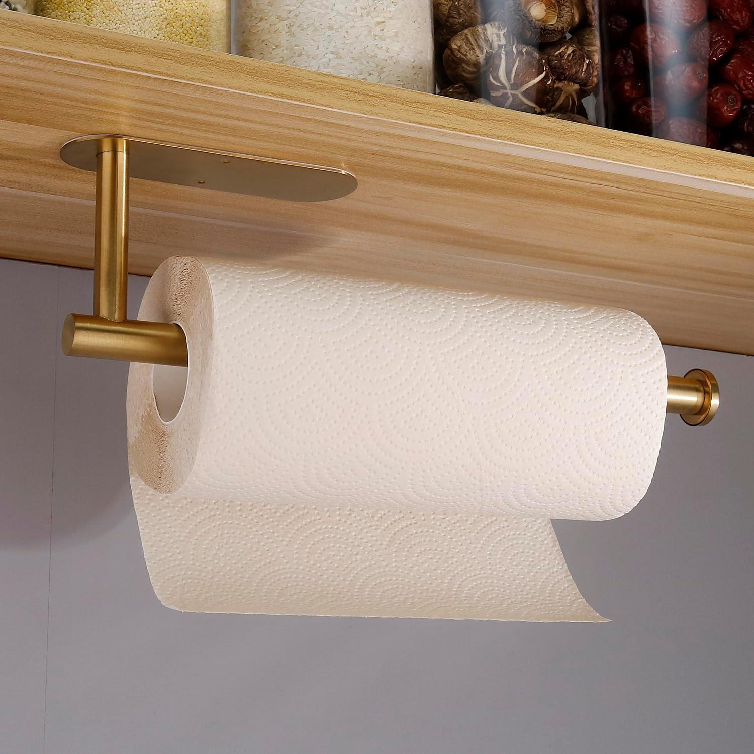 Golden Stainless Steel Wall-Mounted Retractable Paper Towel Holder