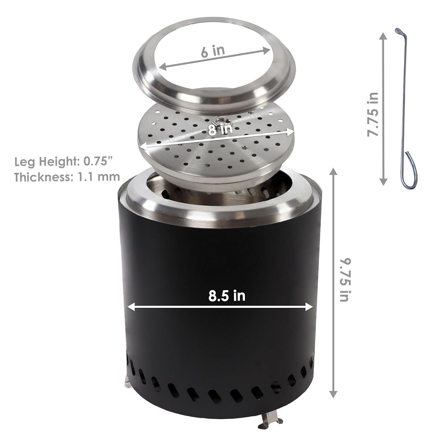 Sunnydaze 9.5" Round Wood-Burning Silver Finish Stainless Steel Tabletop Smokeless Fire Pit