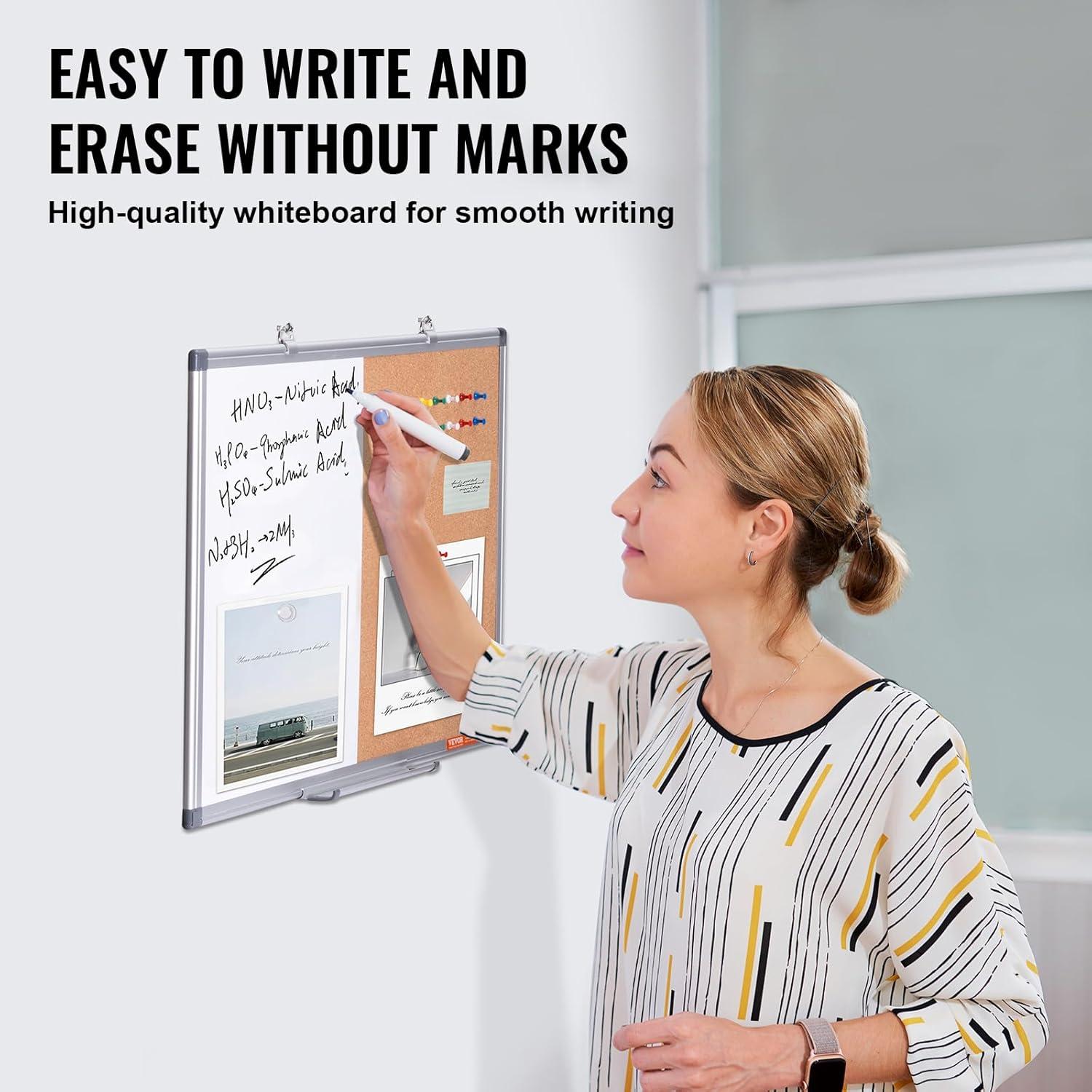VEVOR Whiteboard & Cork Board Combo with Aluminum | Wayfair