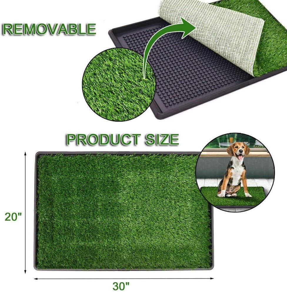 LOMANTOWN Fake Grass Dog Potty Pad Portable Dog Turf Trainer Grass with Tray, 30"x20"