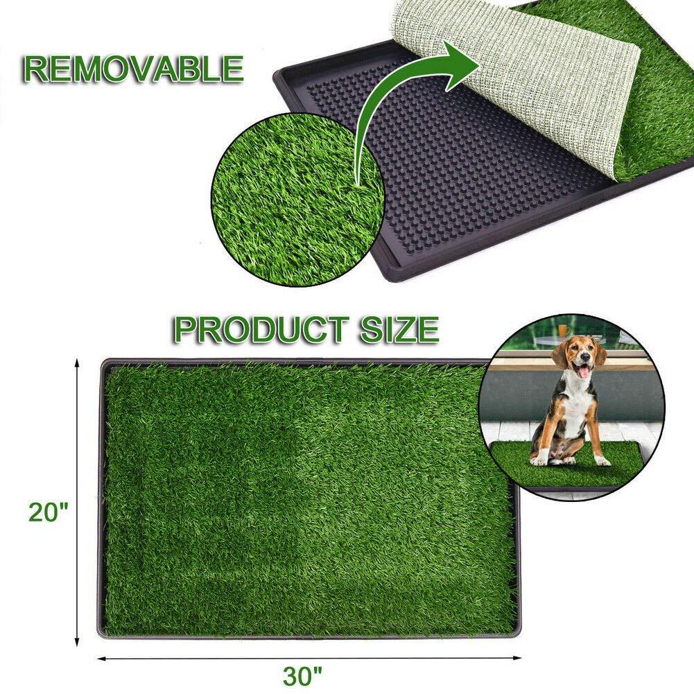 LOMANTOWN Fake Grass Dog Potty Pad Portable Dog Turf Trainer Grass with Tray, 30"x20"