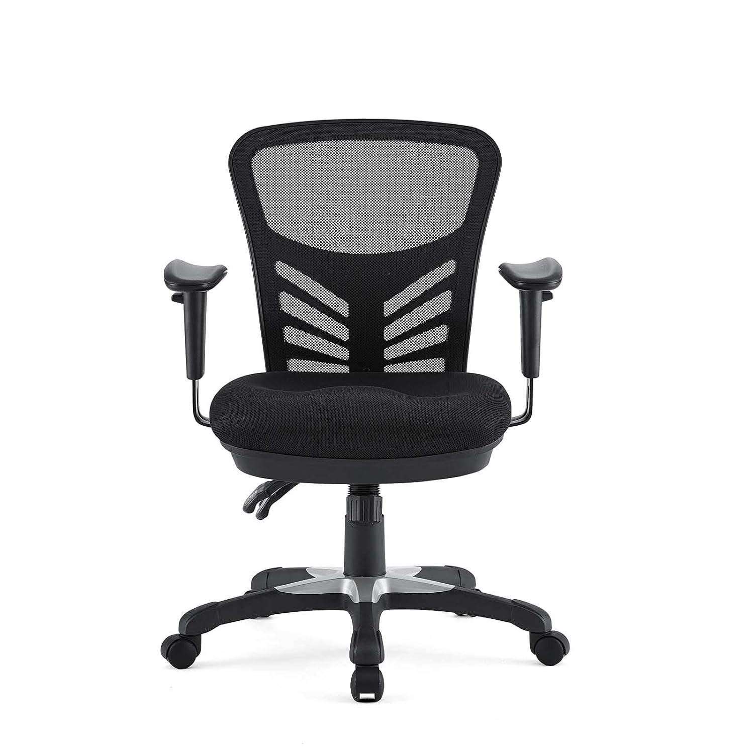 Articulate Mesh Office Chair Midnight Black - Modway: Ergonomic, Adjustable Arms, Swivel Desk Chair