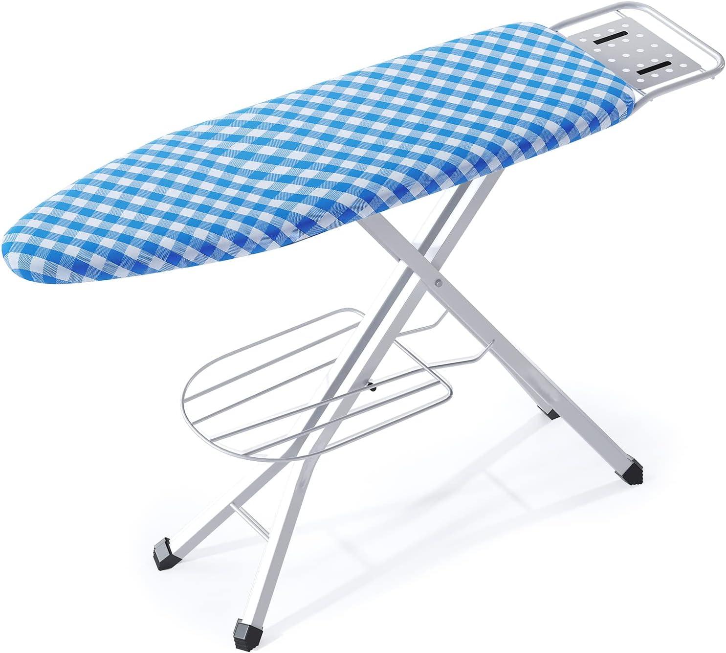 Blue and White Foldable Metal Ironing Board with Heat Resistant Cover