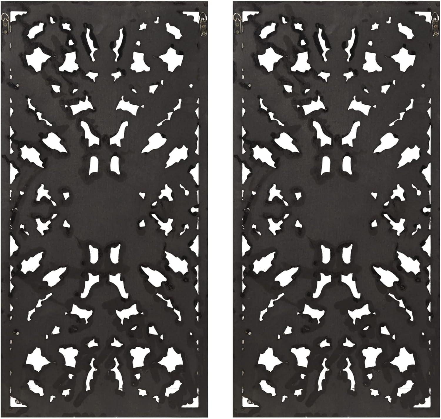 2pc Botanical Carved Wall Decor Panel Set Bronze - Madison Park: MDF Antique Finish, Vertical Orientation