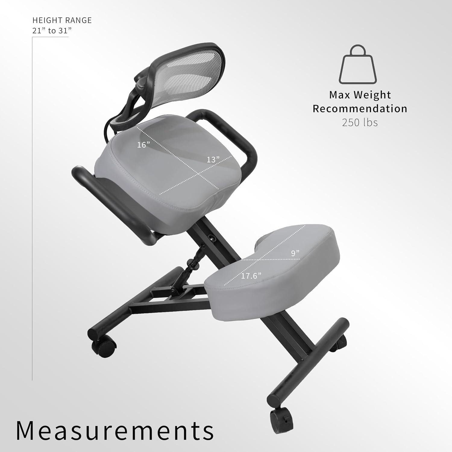 DRAGONN (By VIVO) Ergonomic Kneeling Chair with Back Support, Gray