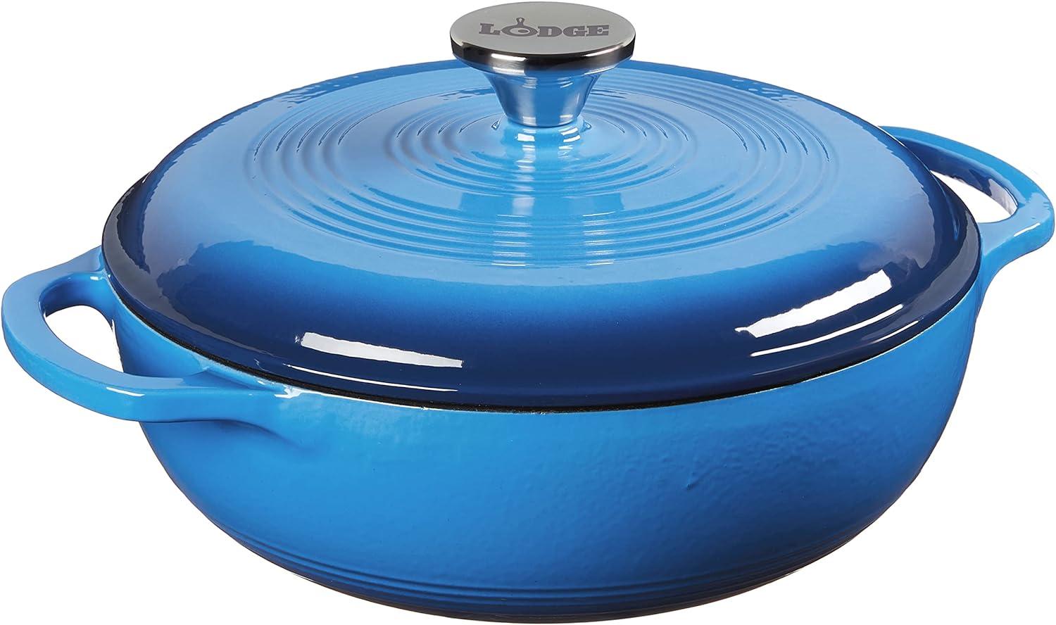 Lodge Cast Iron 3 Quart Enameled Dutch Oven Blue