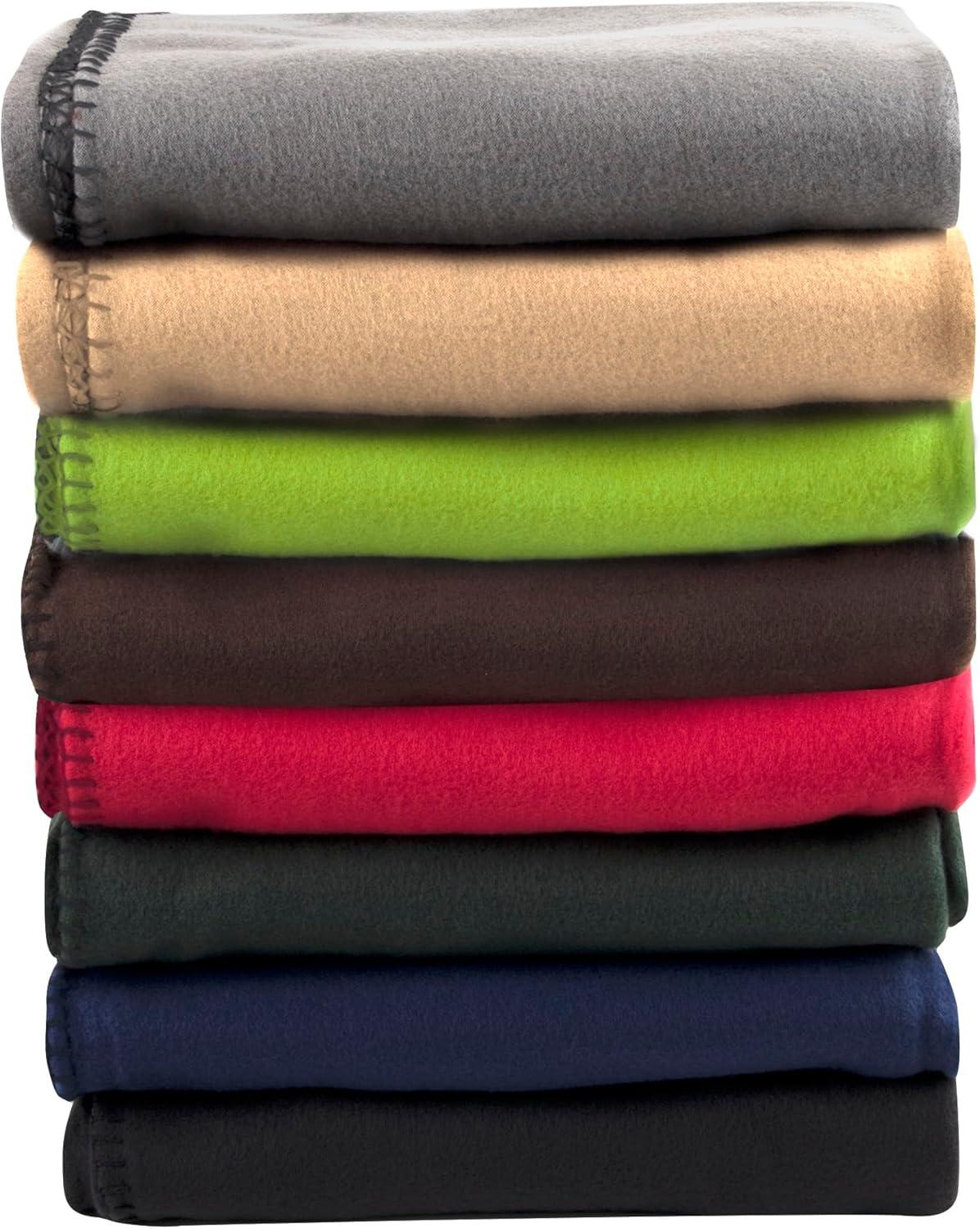 24 Pack of Bulk Wholesale 60”L x 50”W Solid Color Hypoallergenic Fleece Throw Blankets for Fall, Winter, Spring, Summer, Men, Women, Children, Homeless, Charity Donation Drives in Assorted Colors